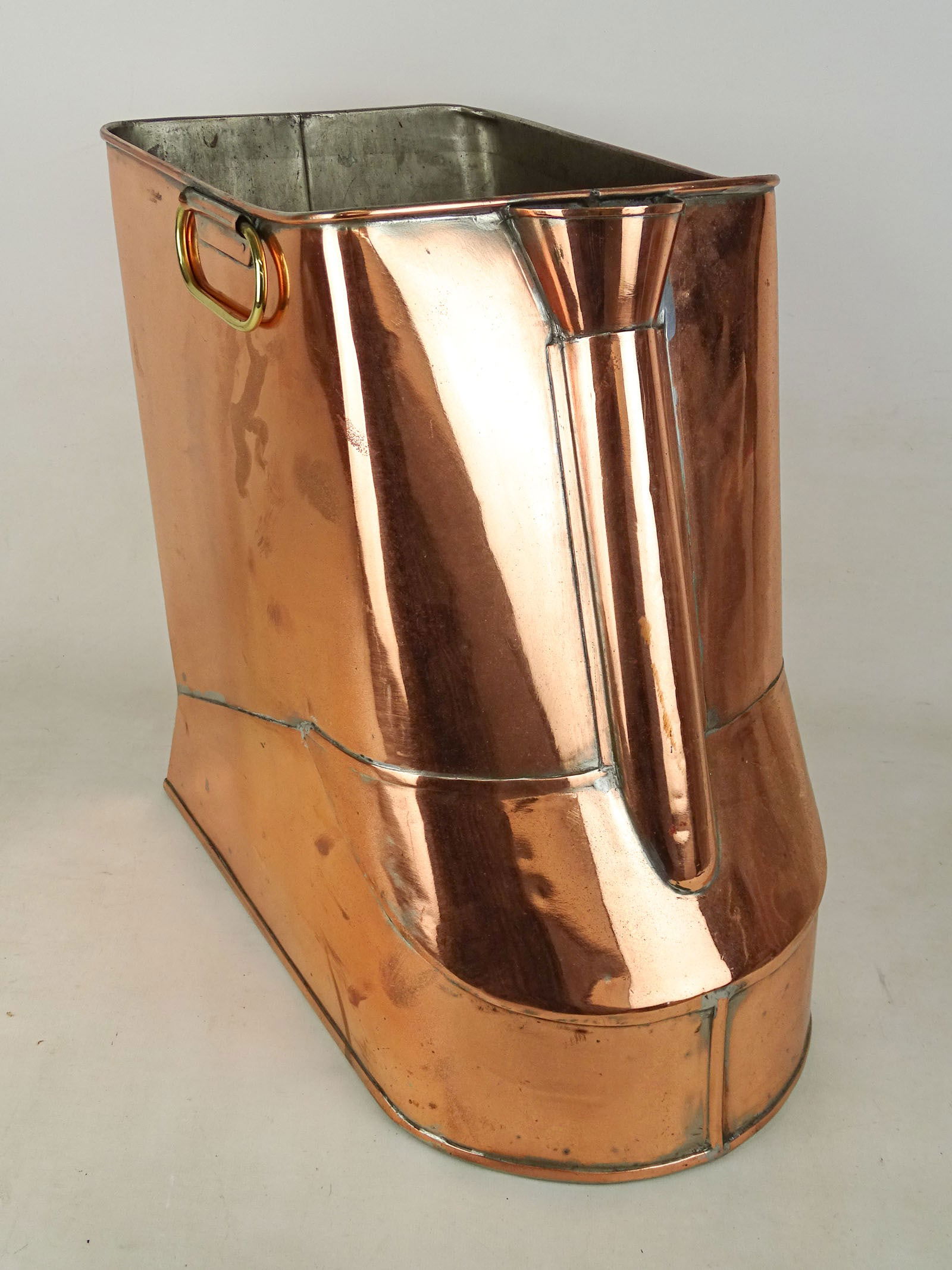 Copper Bin: Early copper polished bin. 10" x 15" x 17" Ht..