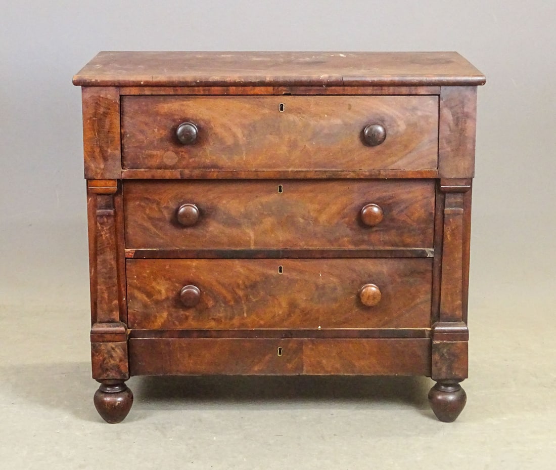 19th c. Empire Three Drawer Chest - 2