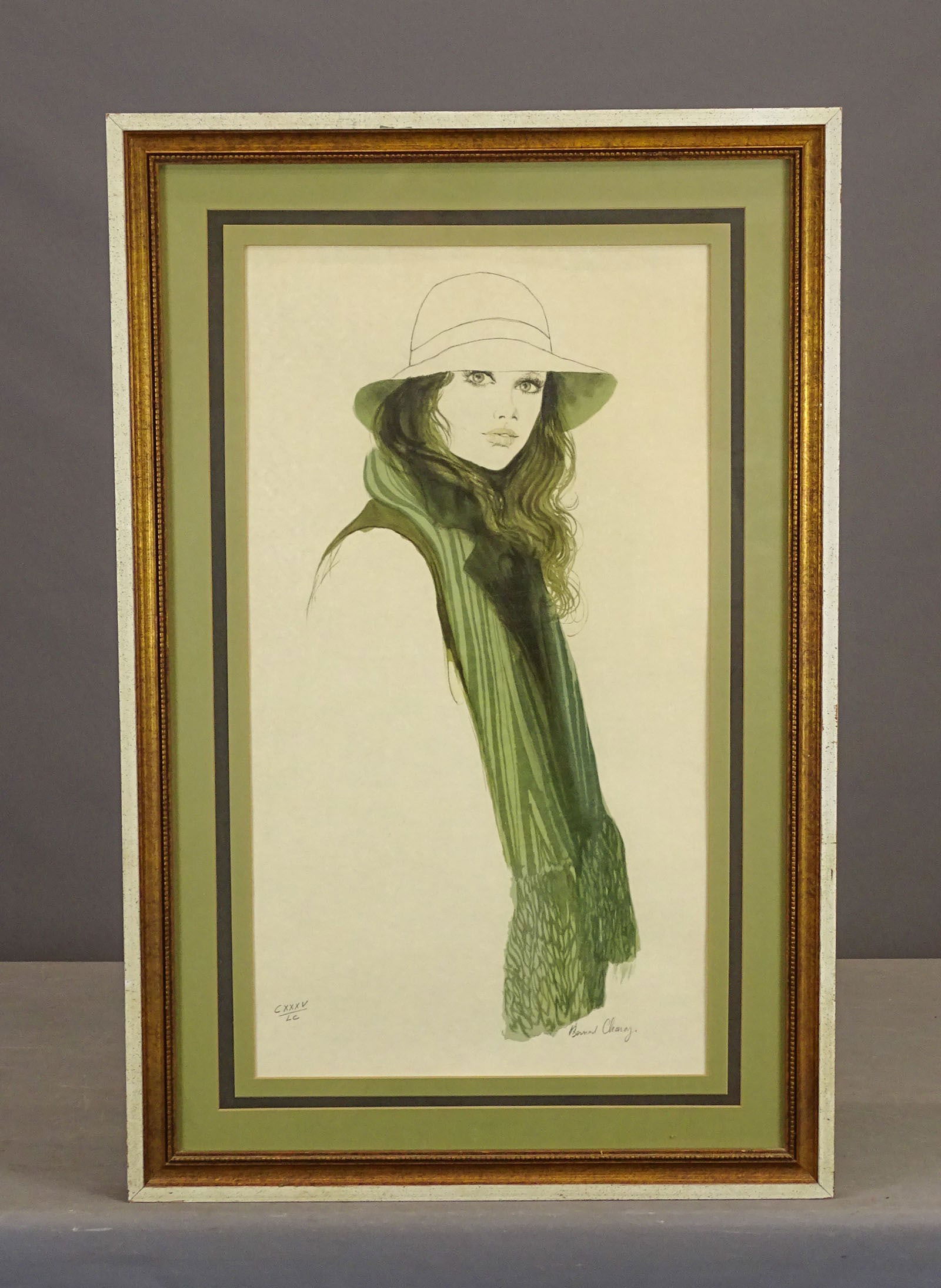 Bernard Charoy (French 1931-2024): Bernard Charoy (French 1931-2024), pencil signed and numbered lithograph of a woman. Overall in frame 34 3/4" x 22 3/4".