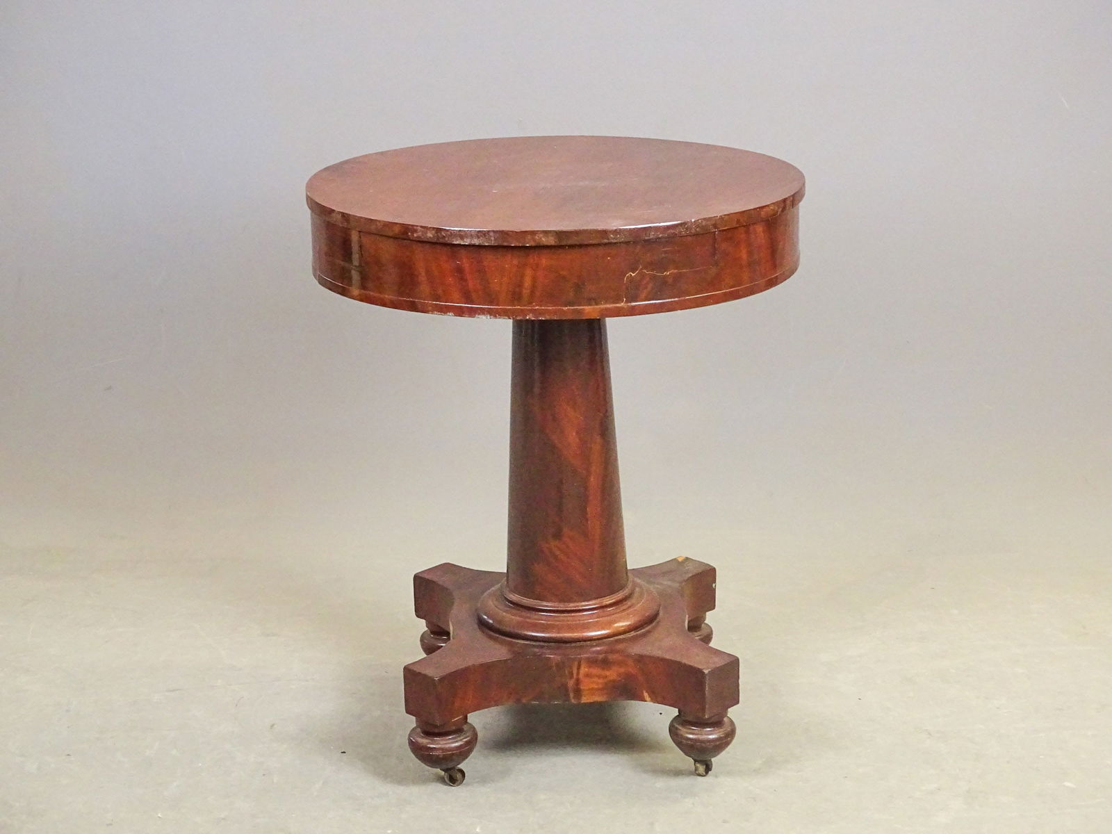 19th c. Empire Mahogany Drum Table - 8