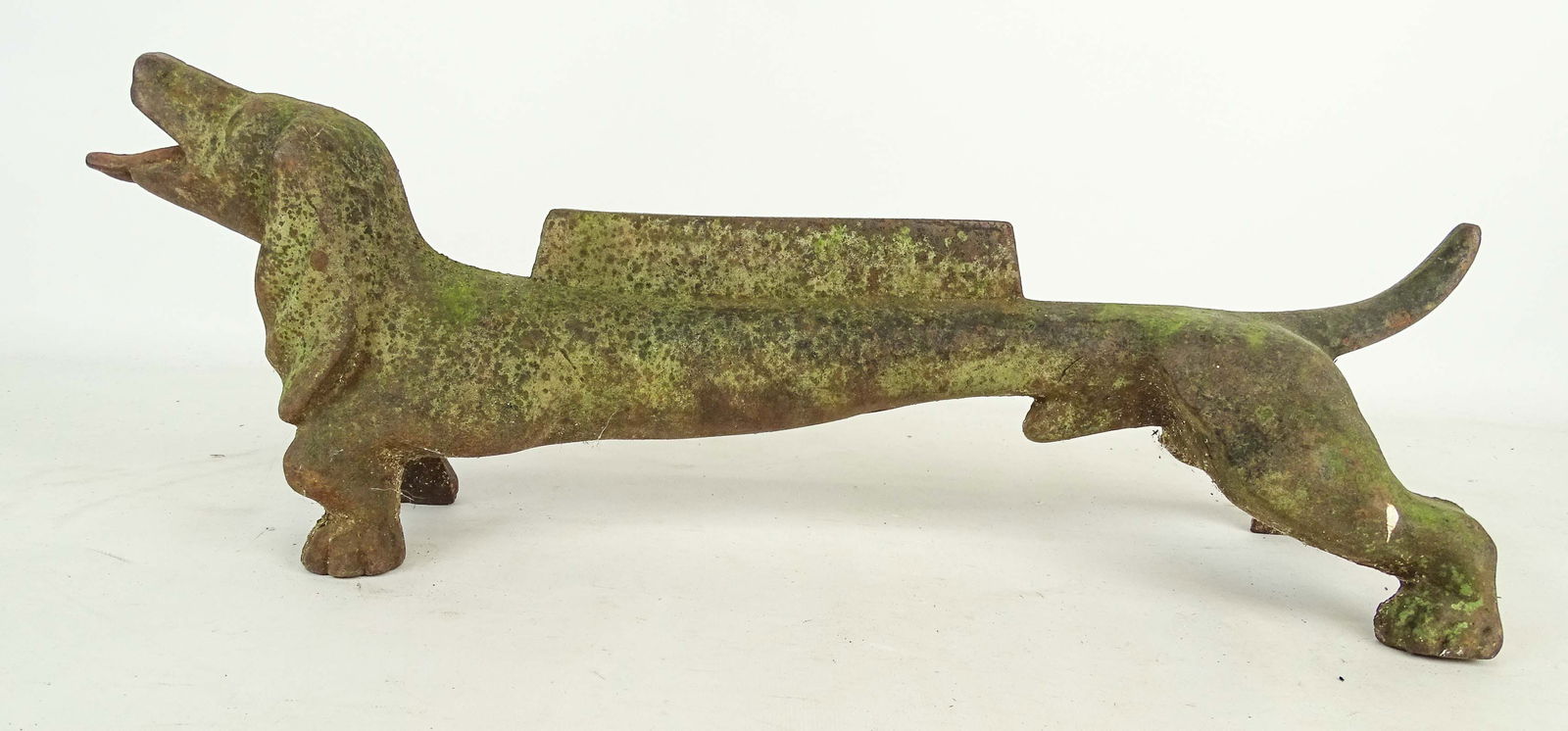 Cast Iron Dachshund Bootscraper: Cast iron Dachshund bootscraper. 22" L..