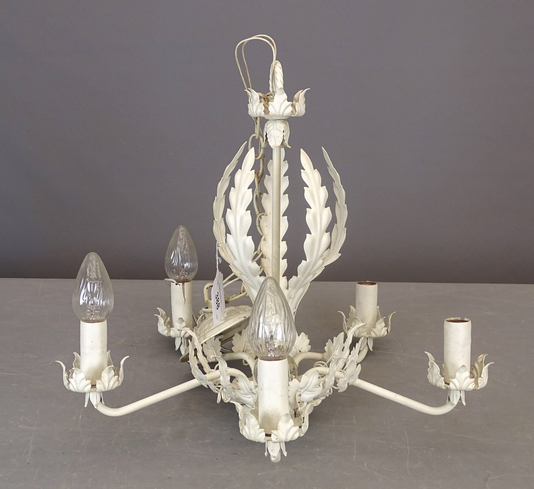 Wrought Iron Chandelier: Vintage wrought iron chandelier. 20" D., 20" Ht..