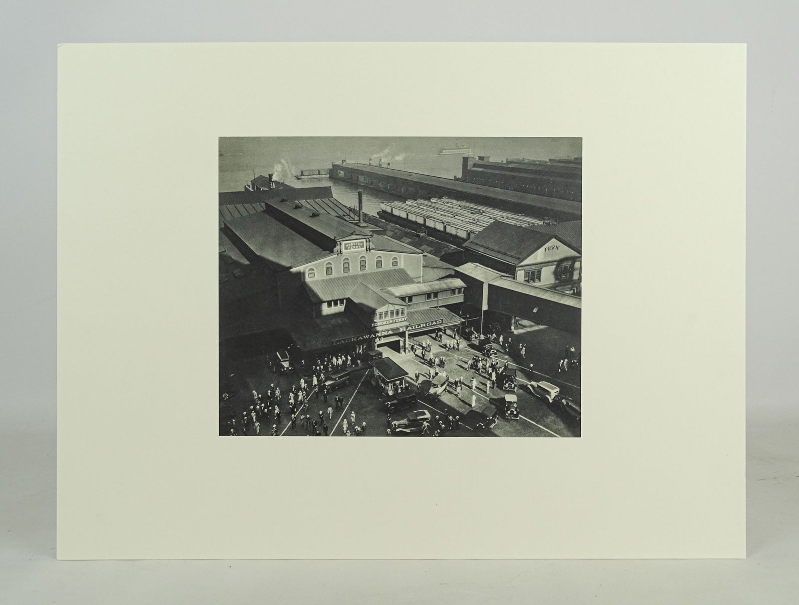 Berenice Abbott Photo Gravure Print Sheet: Berenice Abbot "Hoboke Ferry" photo gravure print sheet-fed. Comes with COA. Overall with mat 12" x 16".