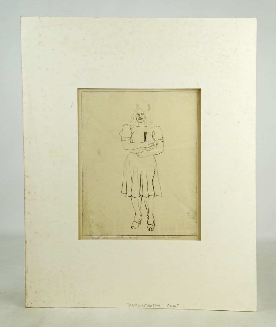 Reginald Marsh Etching: Reginald Marsh demonstration proof etching. Overall with mat 20" x 16".