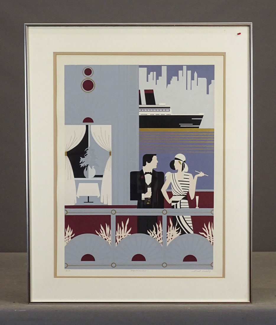 Del Valle, Serigraph: Del Valle, Penthouse, signed limited edition AP serigraph with COA. Overall in frame. 30" x 24".
