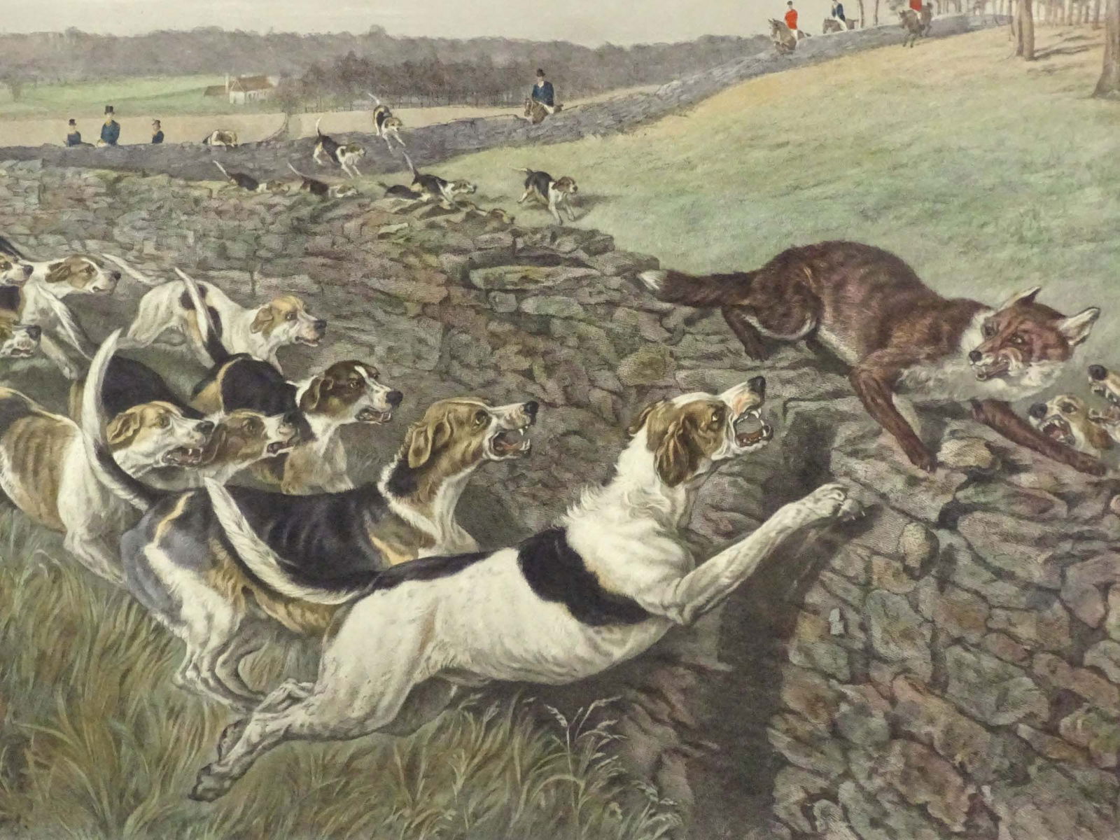 19th c. Fox Hunting Print - 3