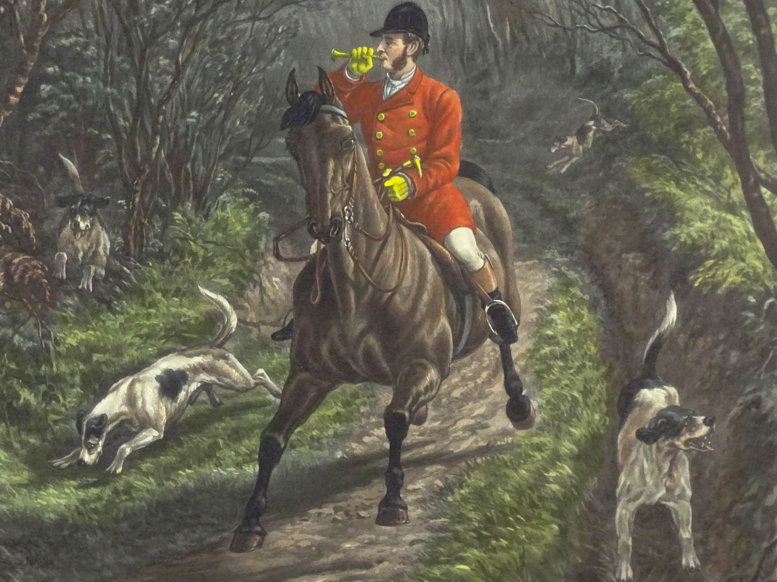 19th c. Fox Hunting Print - 3