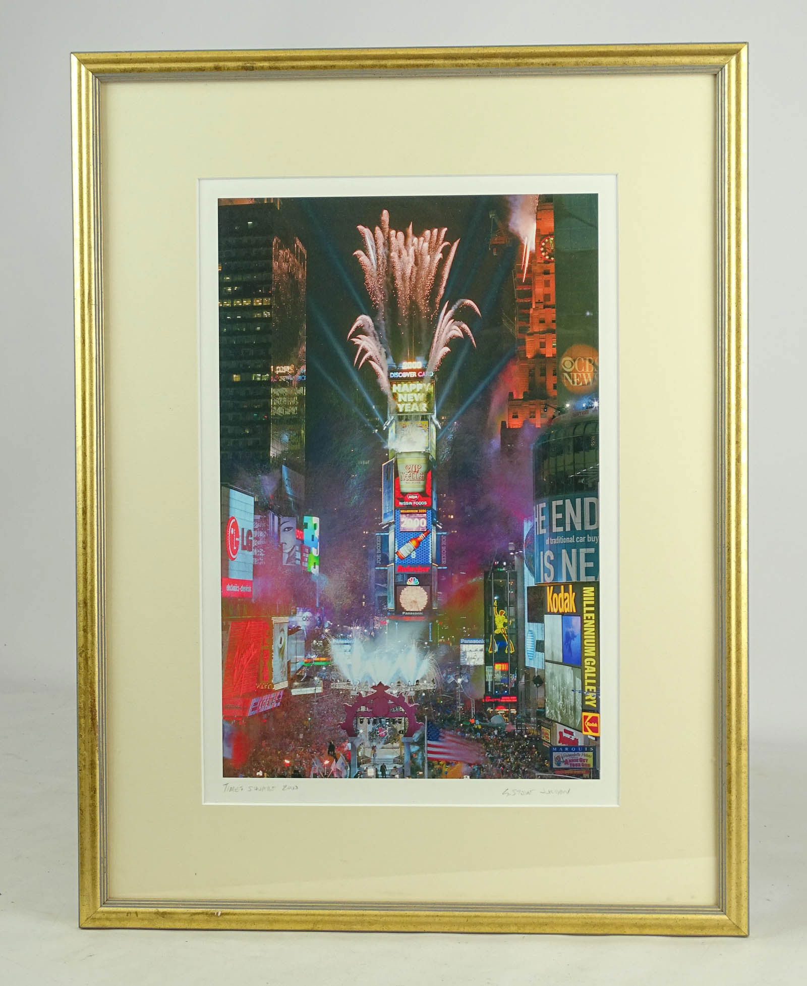 Steve Jordan Photograph: Colored photograph "NY Eve NYC 2000" by Steve Jordan. Overall in frame 21 1/4" x 16".