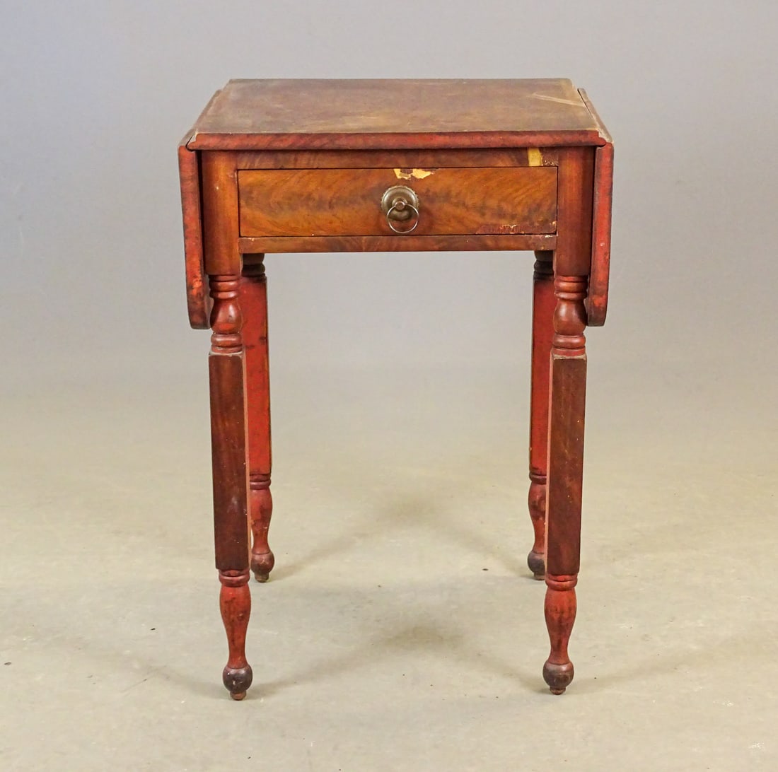 19th c. Single Drawer Dropleaf Stand - 5