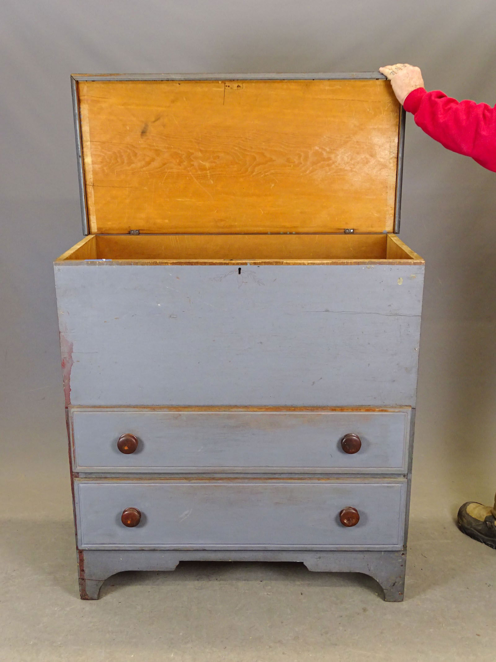 19th c. Two Drawer Blanket Chest - 5