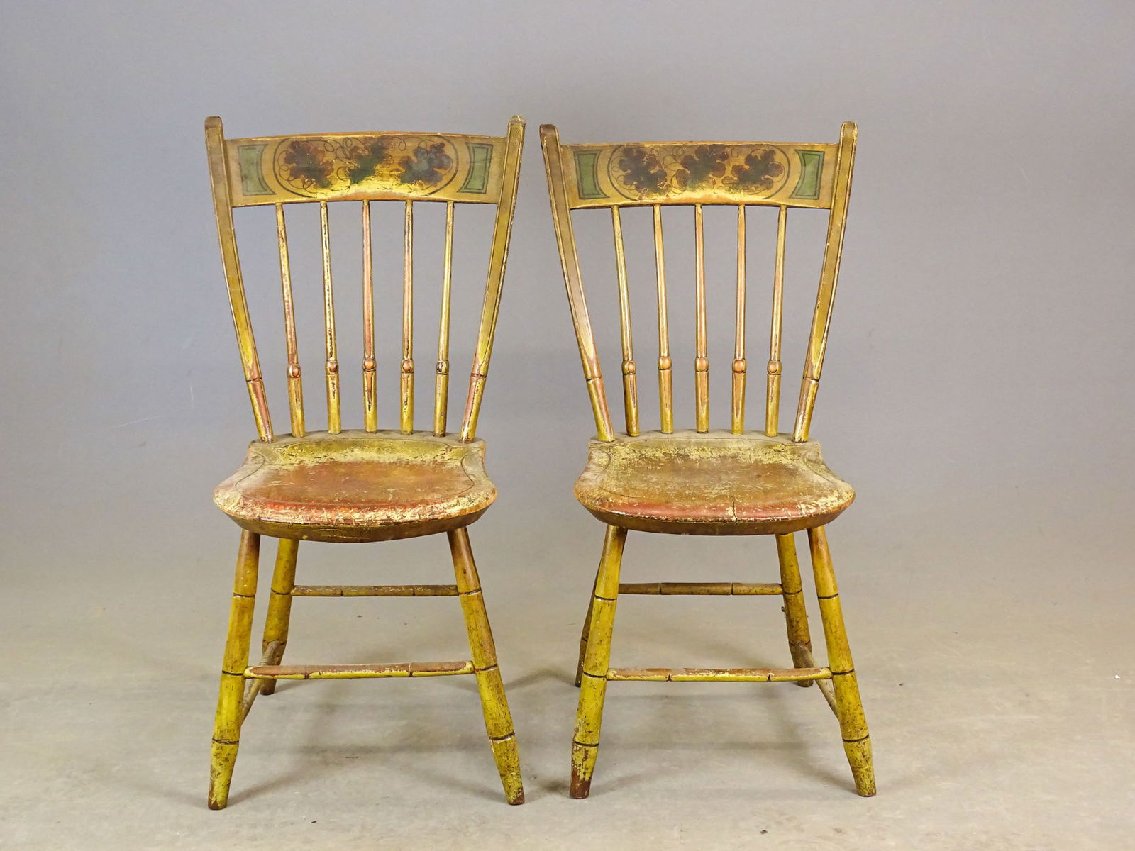 19th c. Pair Rodback Side Chairs - 2