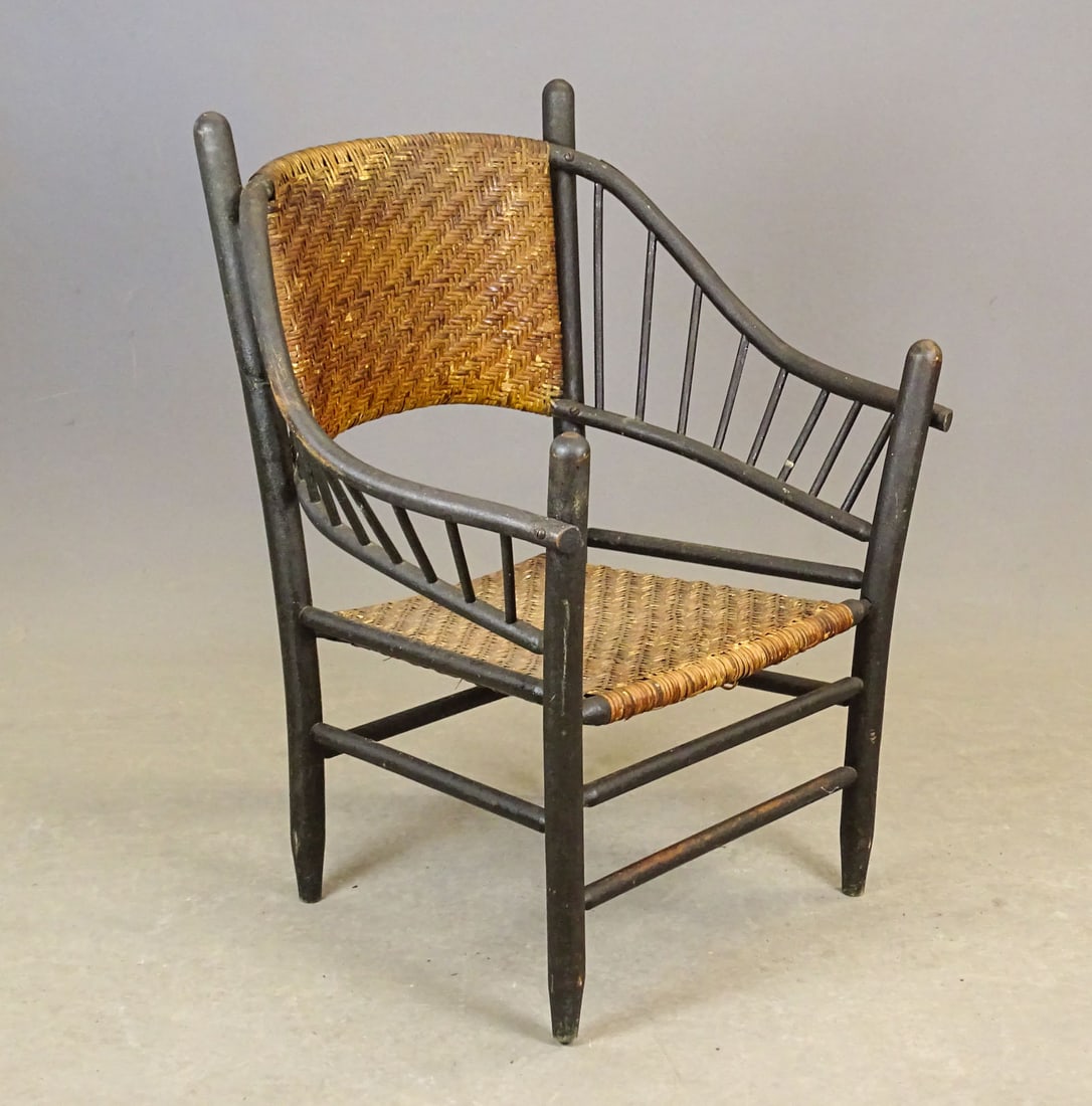 Rustic Adirondack Arm Chair: Rustic Adirondack arm chair. 13" seat Ht, 32 1/2" Ht.