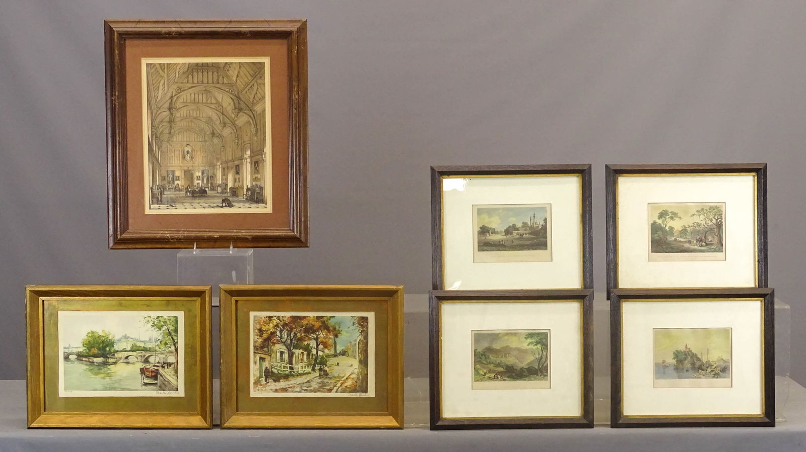 Artwork Lot: Artwork lot including: (3) Fashion prints (overall 16" x 13"), (4) Historical prints (overall 14" x 16 1/2"), (2) Continental signed prints (overall 14 1/2" x 18 1/2"), signed Continental print "Hall