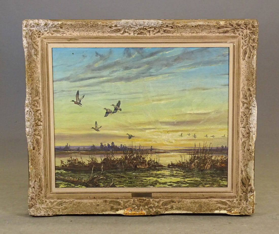 Carl Ivar Gilbert (1882-1959): Painting: Carl Ivar Gilbert (1882-1959), "Golden Sunup", oil on canvas. 26" x 30", overall 33" x 40 1/2".