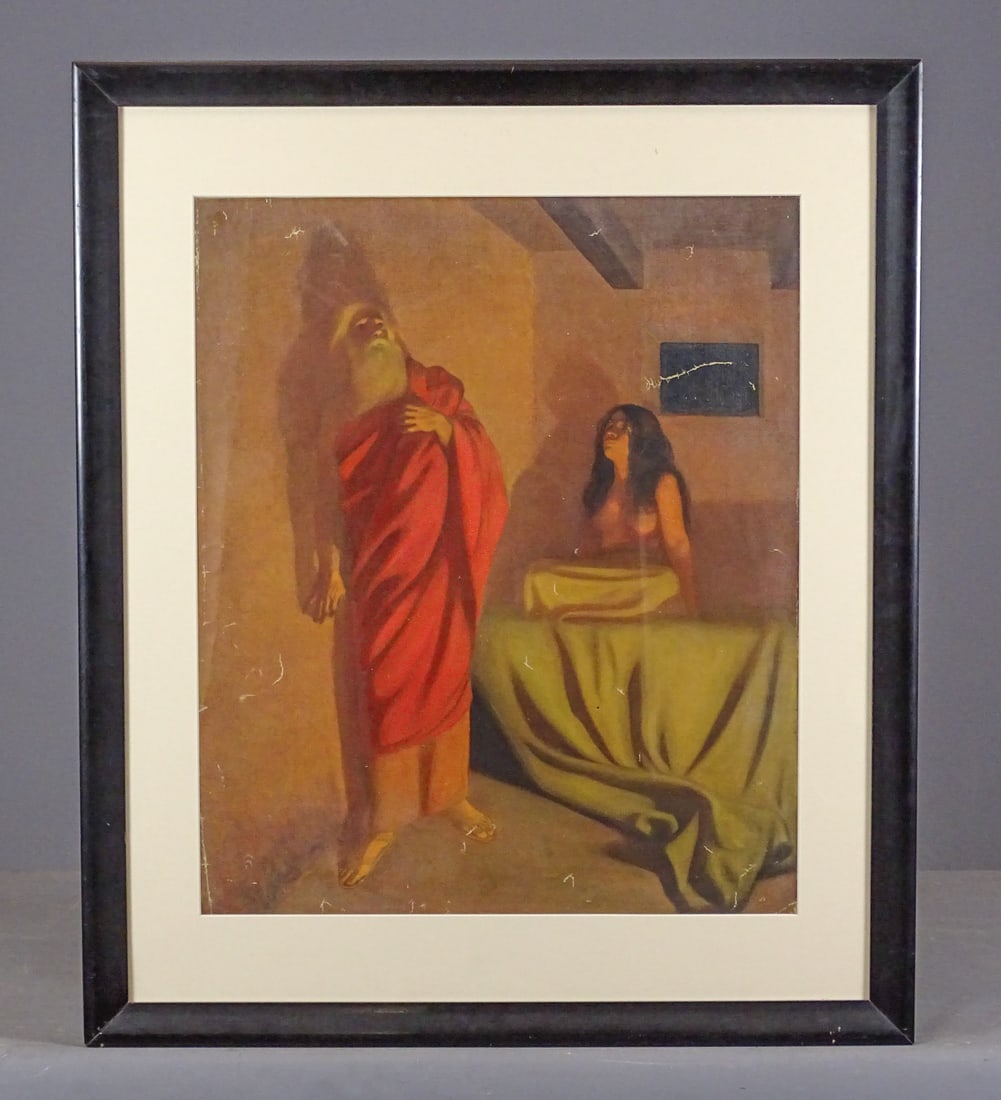 Frank Von der Lancken (1872-1950): Painting: Frank Von der Lancken (1872-1950), Biblical Scene, Sight 24" x 20". Imperfections.