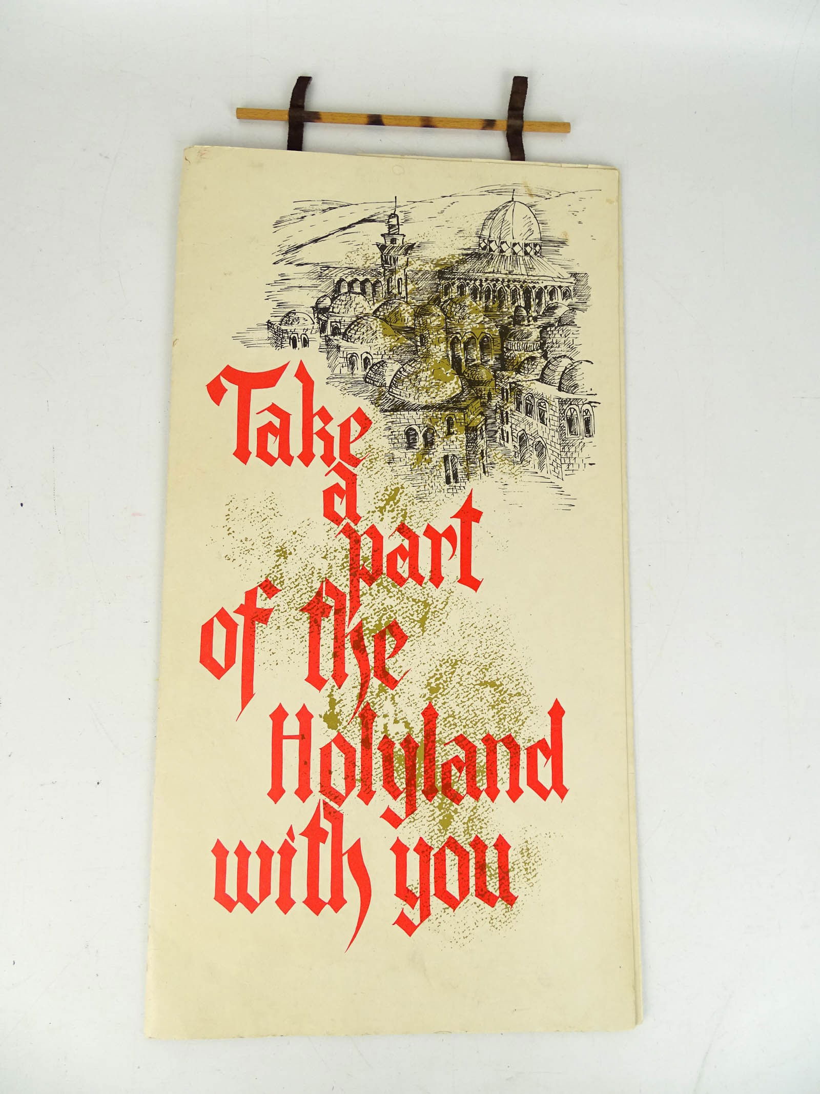 Antique Folio: Folio, "Take part of the holy land with you", "Tevye carrying 2 pails". Overall 21 1/2" x 10 1/2".