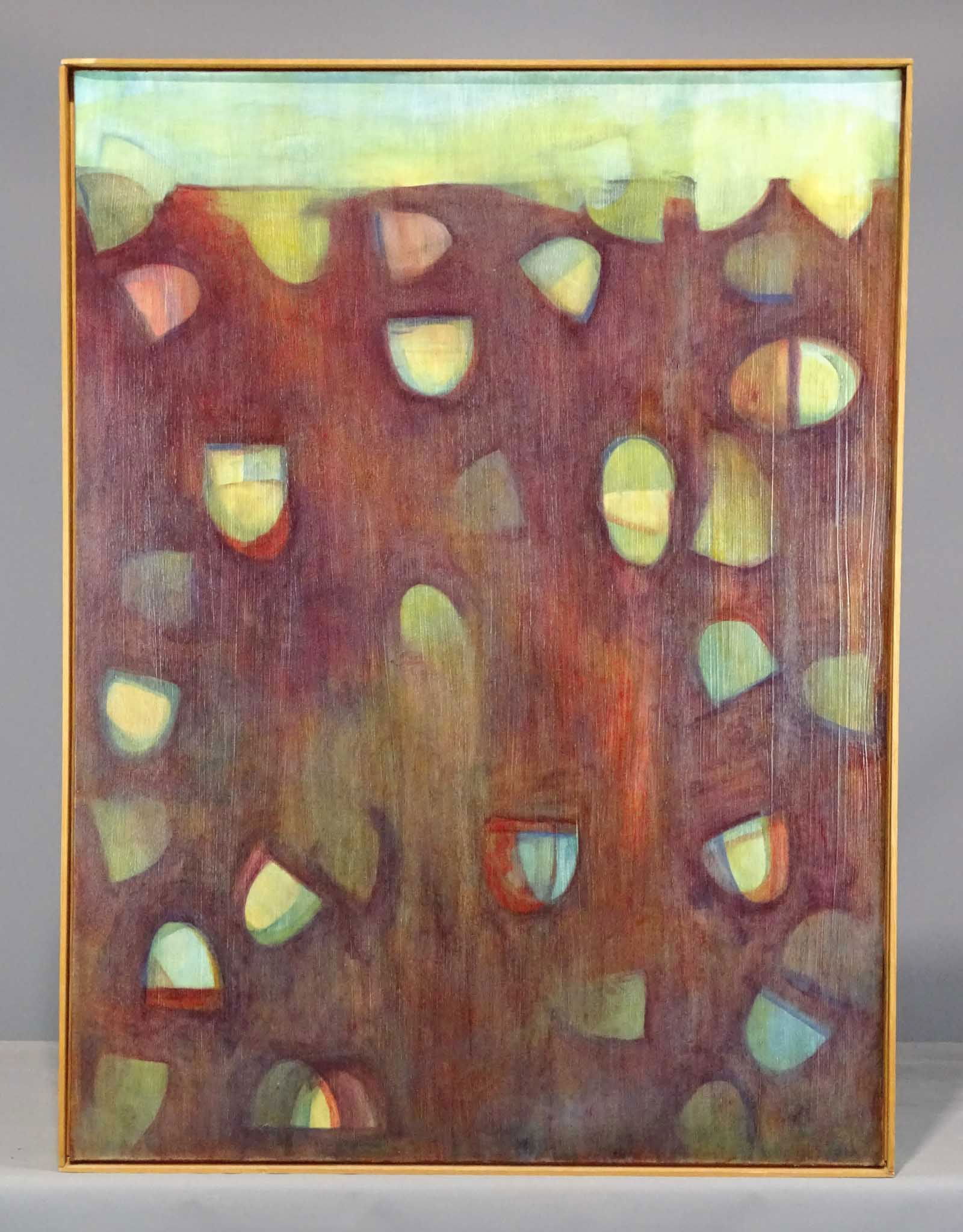 Pier Wright Abstract Modern Painting: "Lala" Abstract Expressionist Modernist painting on canvas. 1995. Titled, signed, dated verso.Overall 49" x 37 1/2".