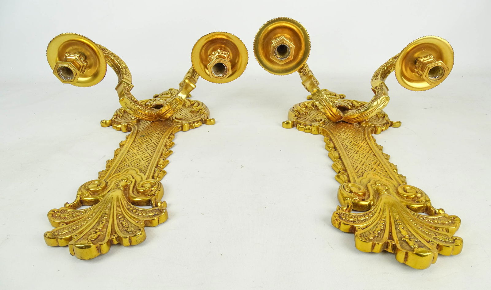 Pair Brass Wall Sconces - 4