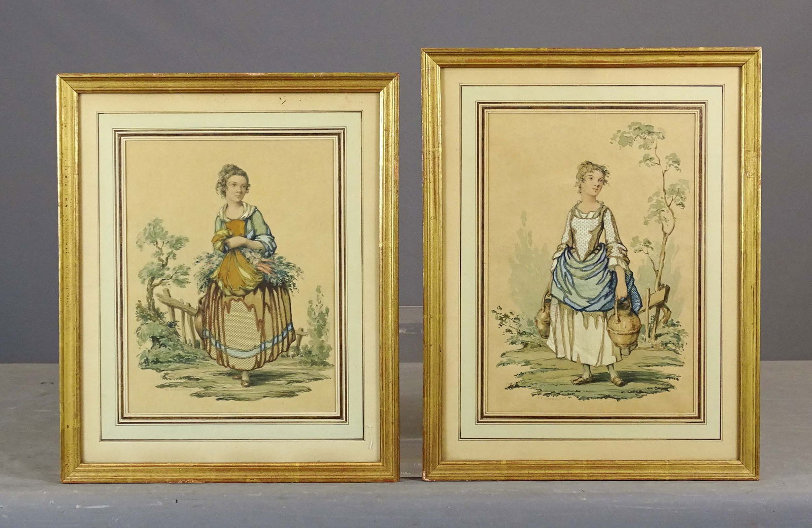 Richard Cranch Greenleaf (1887-1961): Richard Cranch Greenleaf (1887-1961)Two mixed media on paper, both signed 'RC. Greenleaf' lower left.10 1/4 x 8 in. (sight), 15 1/2 x 12 3/4 in. (frame), 11 1/4 in. x 8 in. (sight), 16 1/2 x 12 3/4