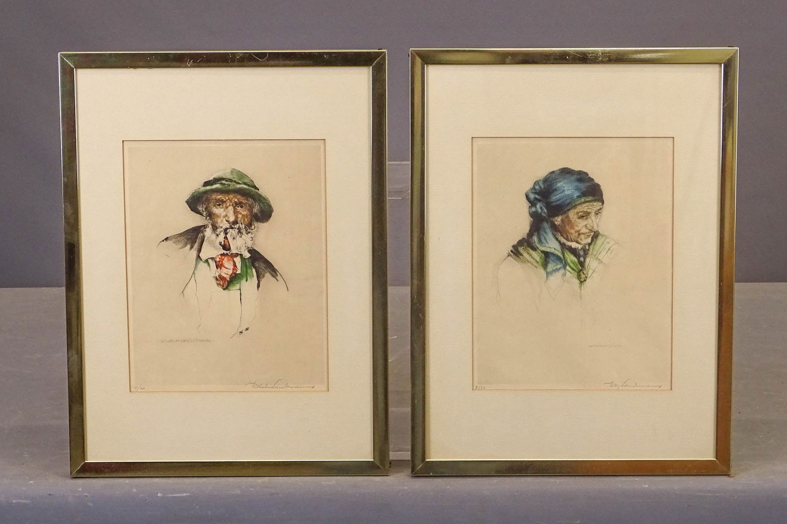 Wilhelm Landsman (20th Century): Wilhelm Landsman (20th Century), pair of pencil signed and numbered lithographs. Overall in frames 16 1/2" x 12 1/2".