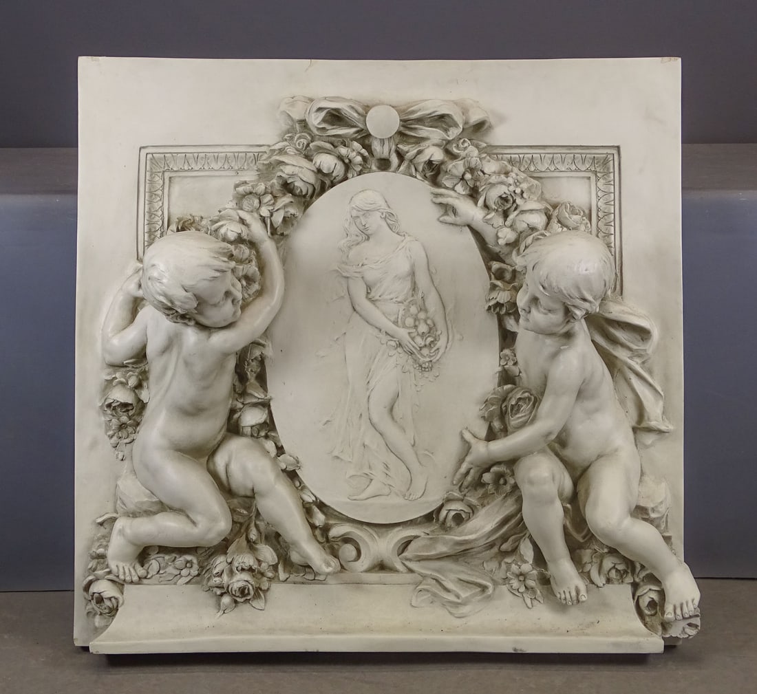 Fiberglass Classical Style Relief: Fiberglass Classical style relief. 40" x 40", 9" D.. Some chipping.