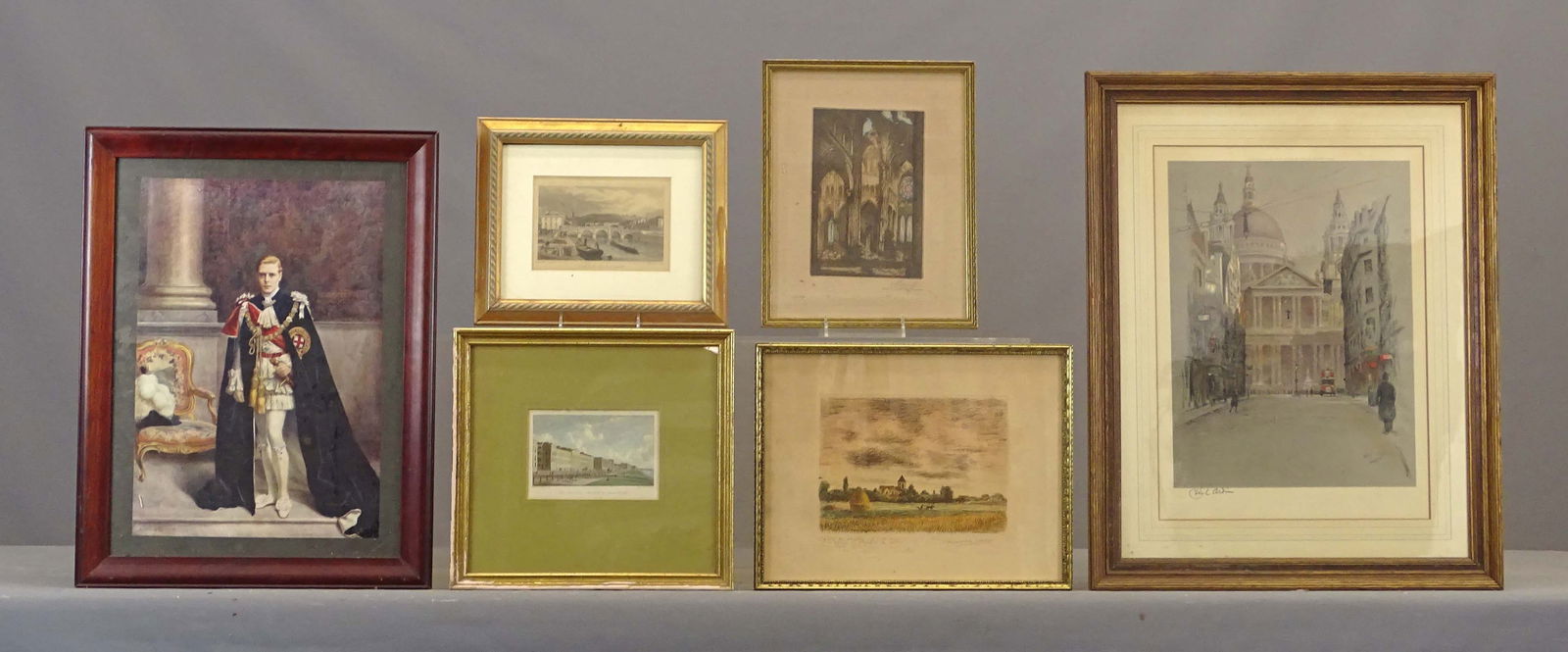 Artwork Lot: Arwork lot including: Continental Historical prints, pencil signed litho (overall 24 1/2" x 19 1/2"), print of King Edward VIII (overall 21 1/2" x 16 1/2").