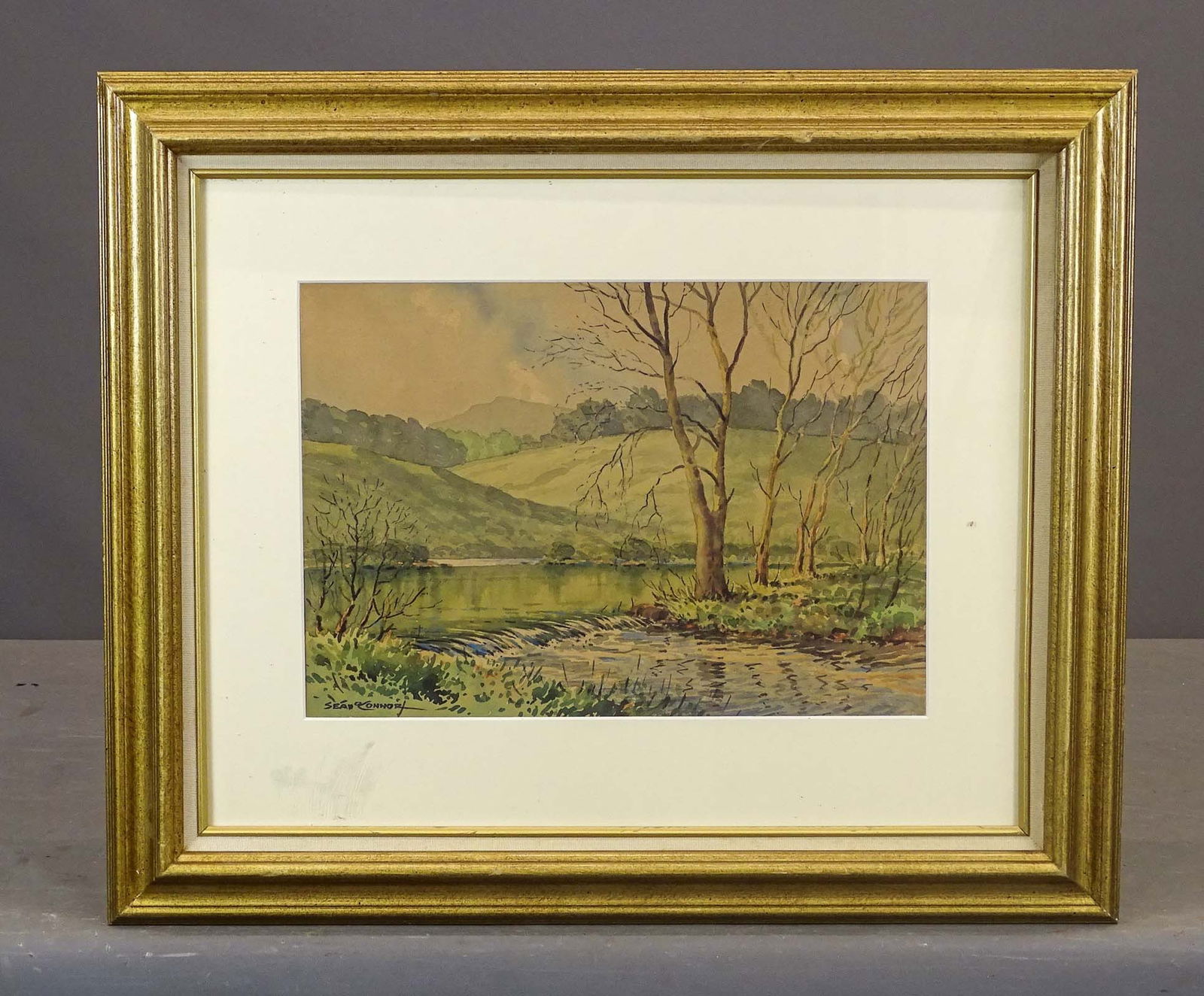 Sean O' Connor (1909-1992): Sean O' Connor (1909-1992), landscape, watercolor. Signed LLC. Overall in frame 20 1/2" x 24 1/2".