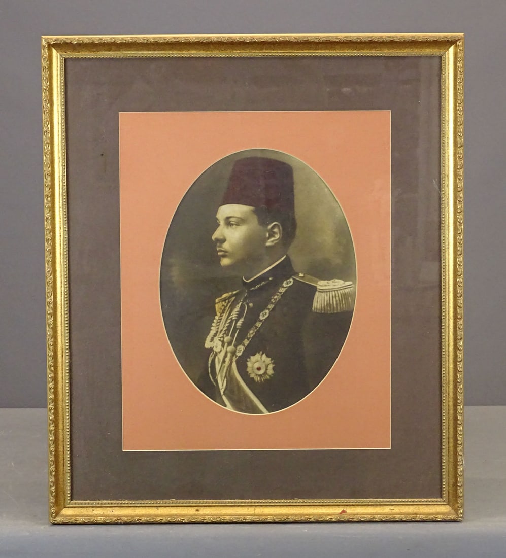 Print Portrait of King Farouk I of Egypt: Vintage print Portrait of King Farouk I of Egypt. 27 1/2" x 12 1/2".