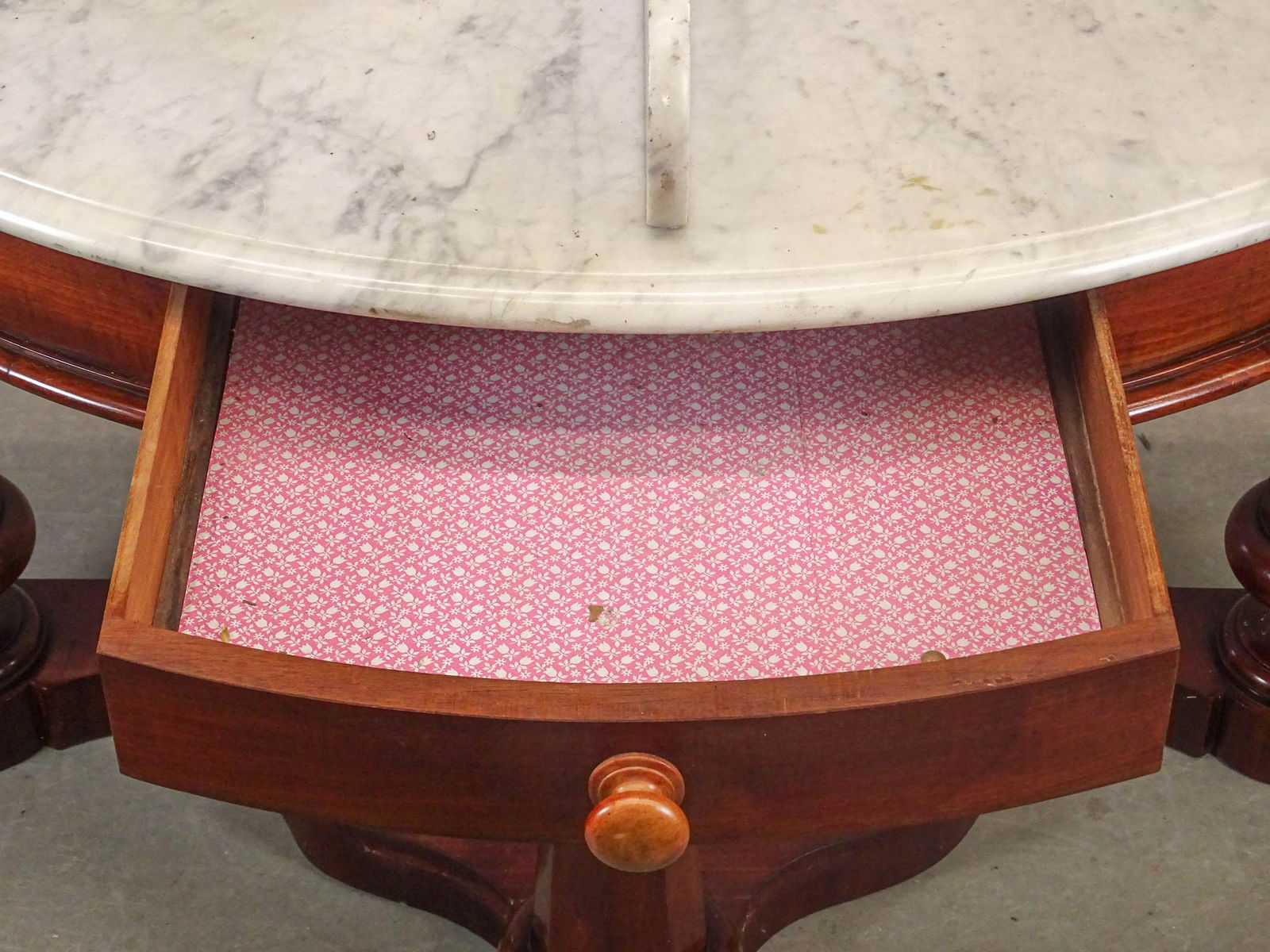 19th c. Marble Top Mahogany Base Table - 4
