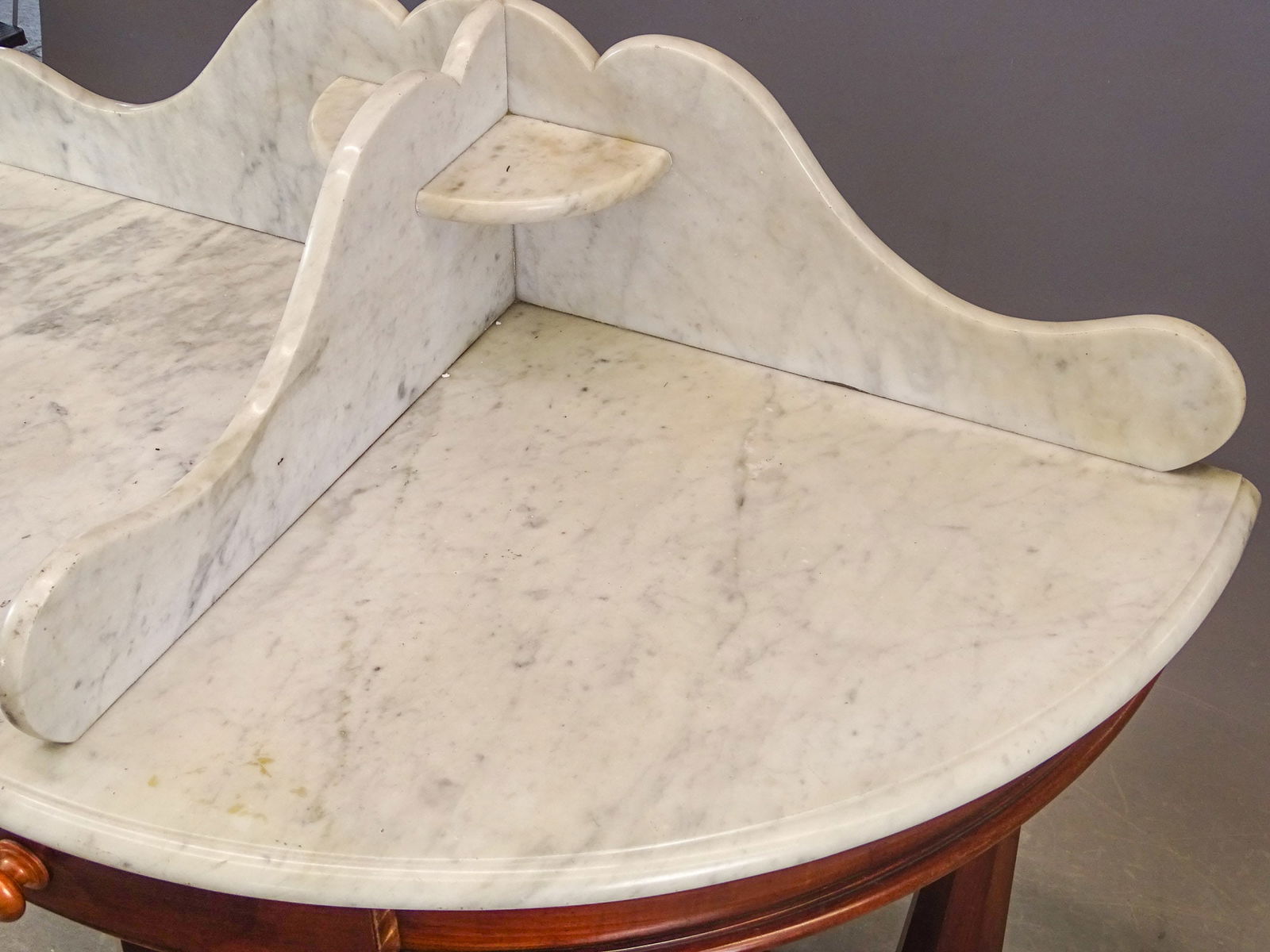 19th c. Marble Top Mahogany Base Table - 5