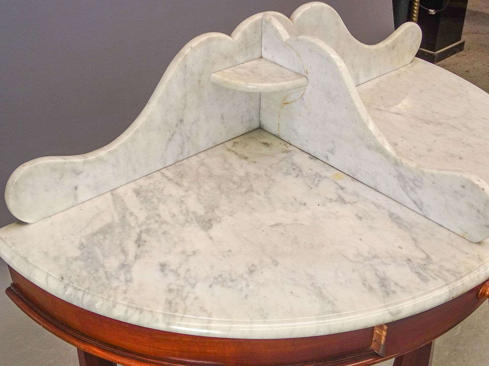 19th c. Marble Top Mahogany Base Table - 6