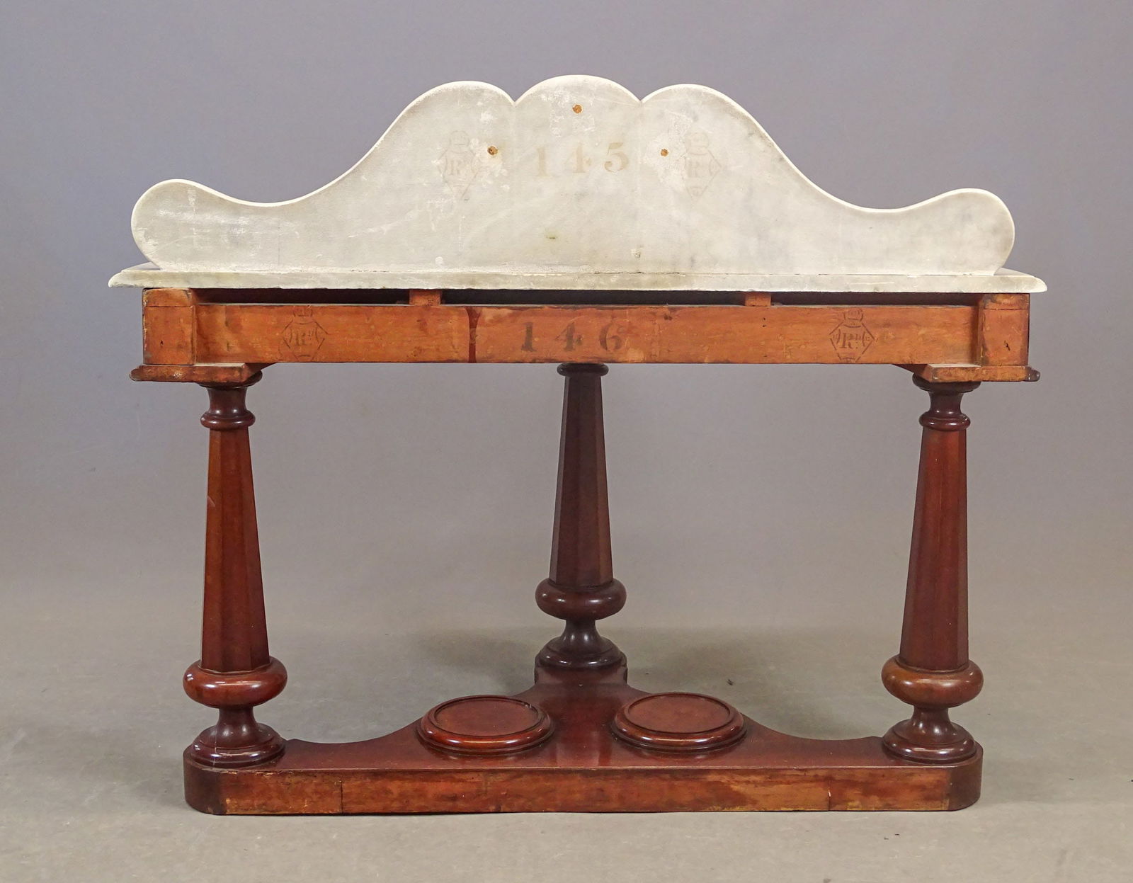 19th c. Marble Top Mahogany Base Table - 9