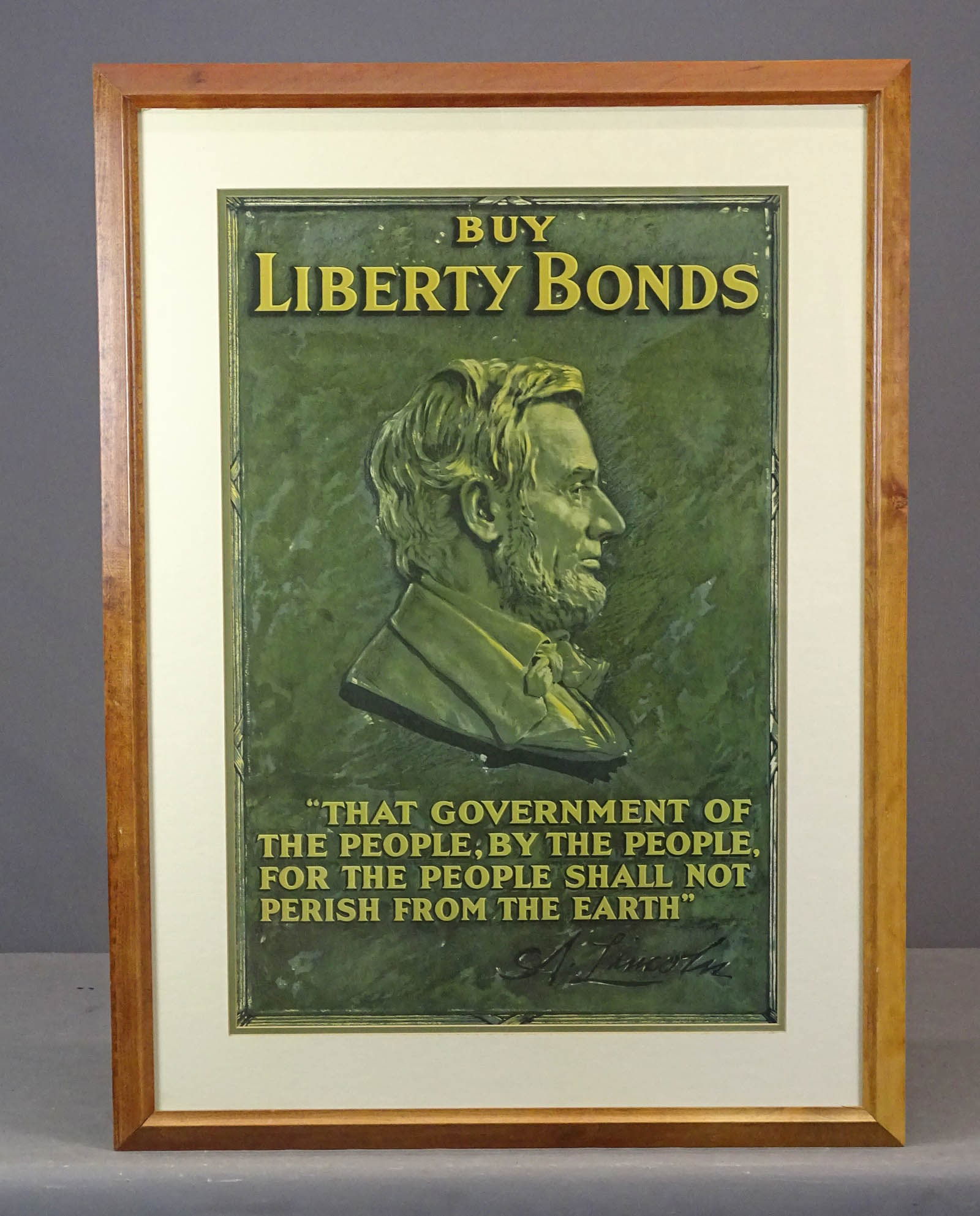 WWI Poster: Framed WWI poster "BUY LIBERTY BONDS…". 38" x 28".