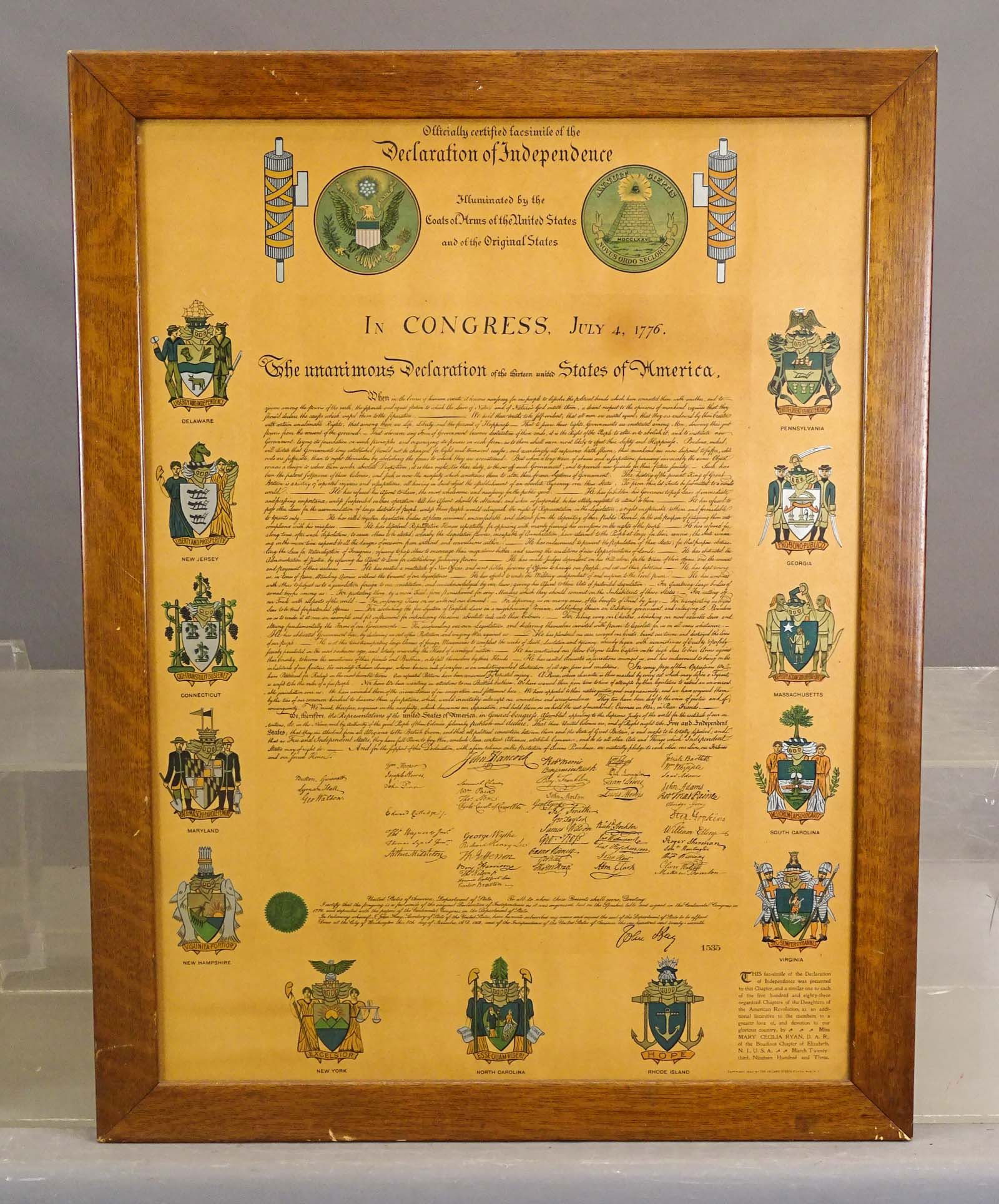1902 Framed Declaration of Independence - 11