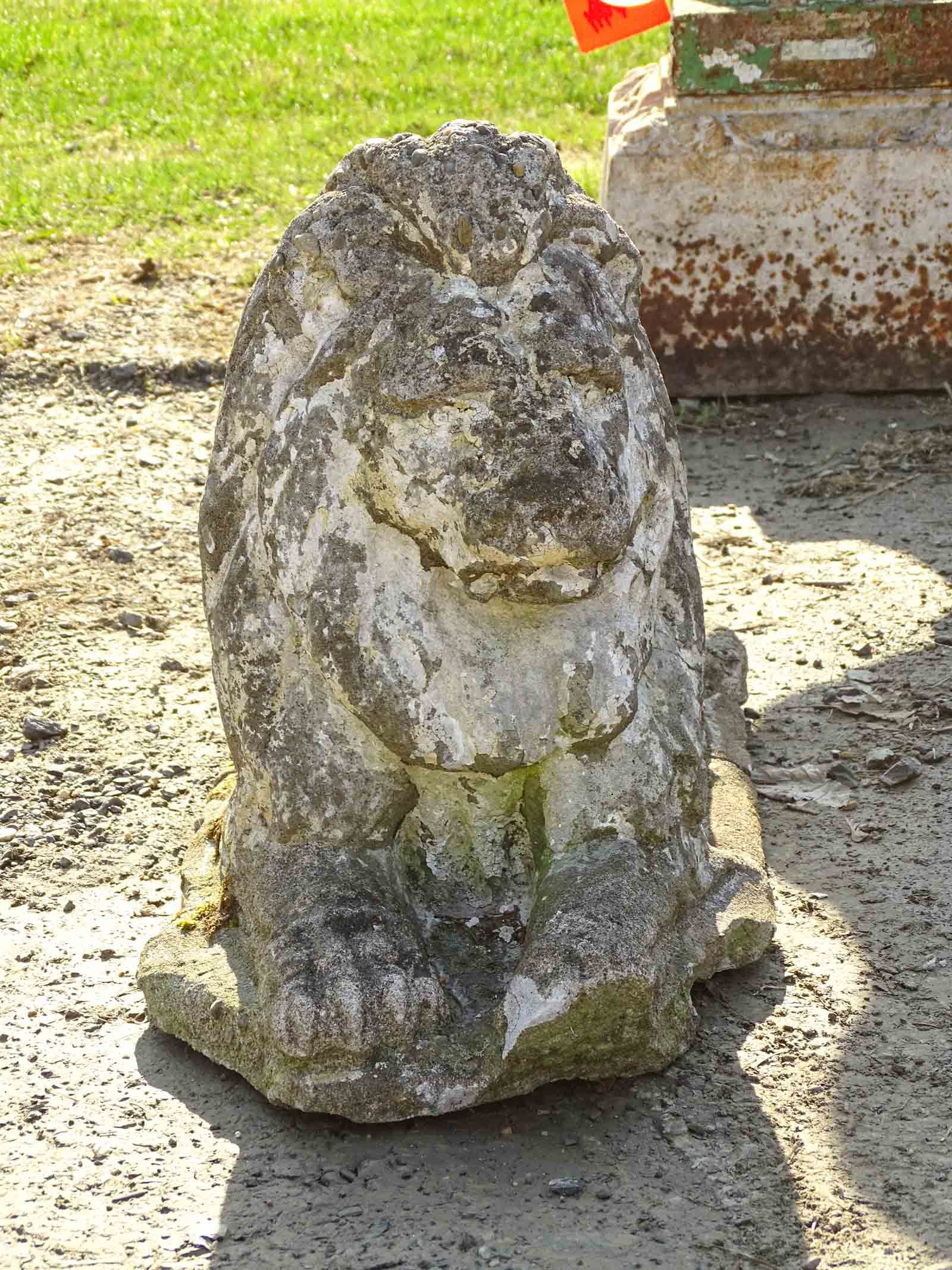 Pair Poured Stone Lions - 3