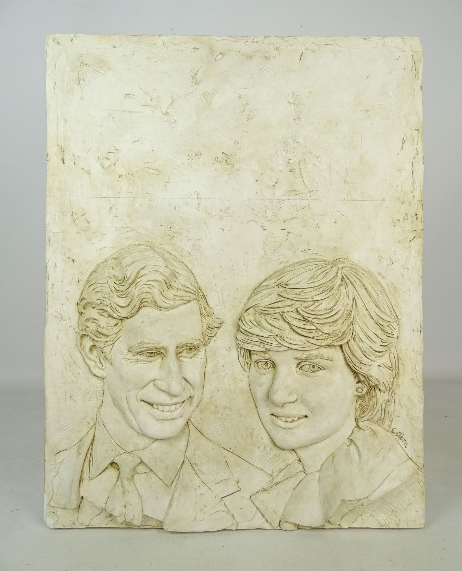 Neil Estern (1926-2019): Neil Estern (1926-2019), plaster relief of Charles and Diana. 21" x 16". Provenance: Family of the artist.