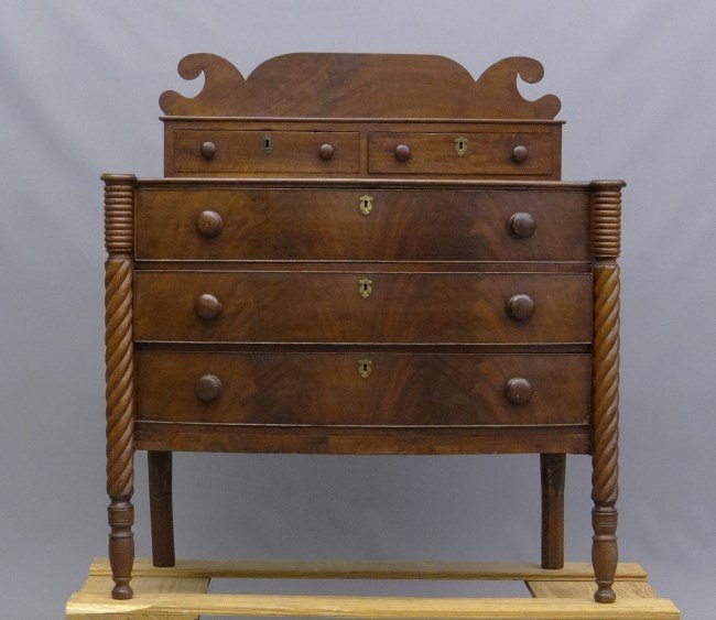 19th c. Sheraton Chest Drawers: 19th c. mahogany Sheraton chest of drawers. 41" x 18" x 45".