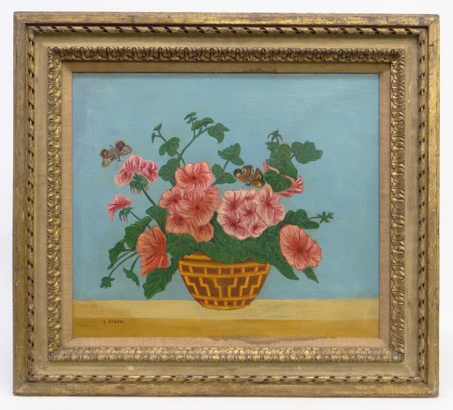 Painting Louis Vivin: Painting oil on canvas still life signed LLC "L. Vivin" (Louis Vivin France 1861-1936). Sight 17 1/2" x 20". Verso has Sotheby's stickers.