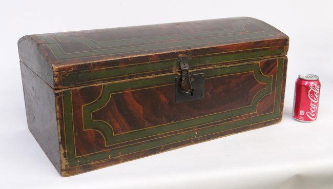 19th c. Paint Decorated Box: 19th c. paint decorated dome top box. 24" x 12" x 24 1/2".
