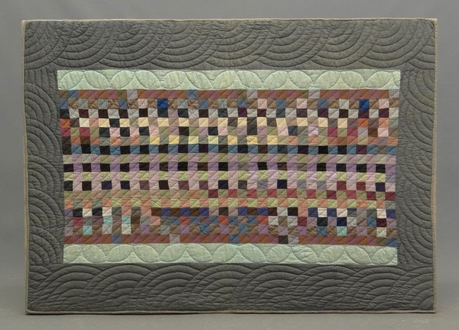 Amish Quilt: Amish child's quilt. Mounted. 42" x 58".