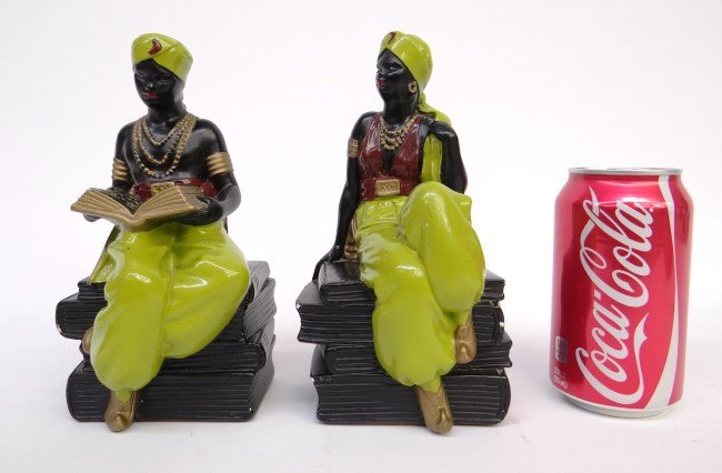 Bookends: Pair Alexander Backer composition Arabian figures bookends. 7 3/4" Ht.