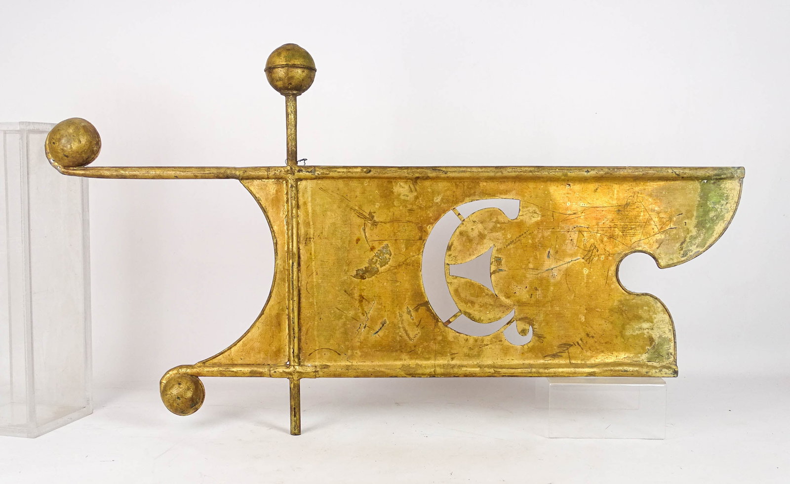 Banner Weathervane: Banner weathervane. Gilded. No base. 42" x 24".
