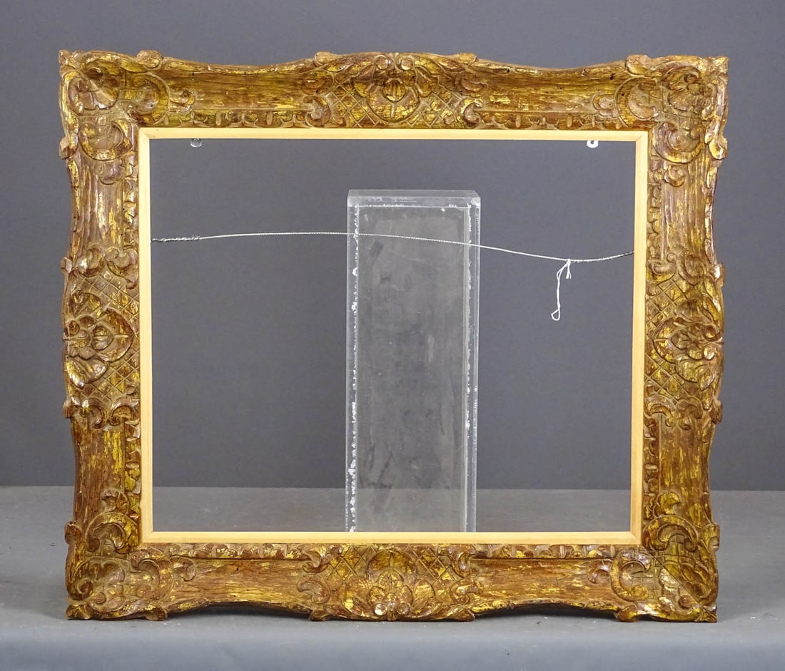 Arts & Crafts Period Frame: Arts & Crafts period carved frame. Sight size 18 1/2" x 22 5/8", overall 29 1/2" x 25 1/4", rabbet 18 1/2" x 22 1/2".