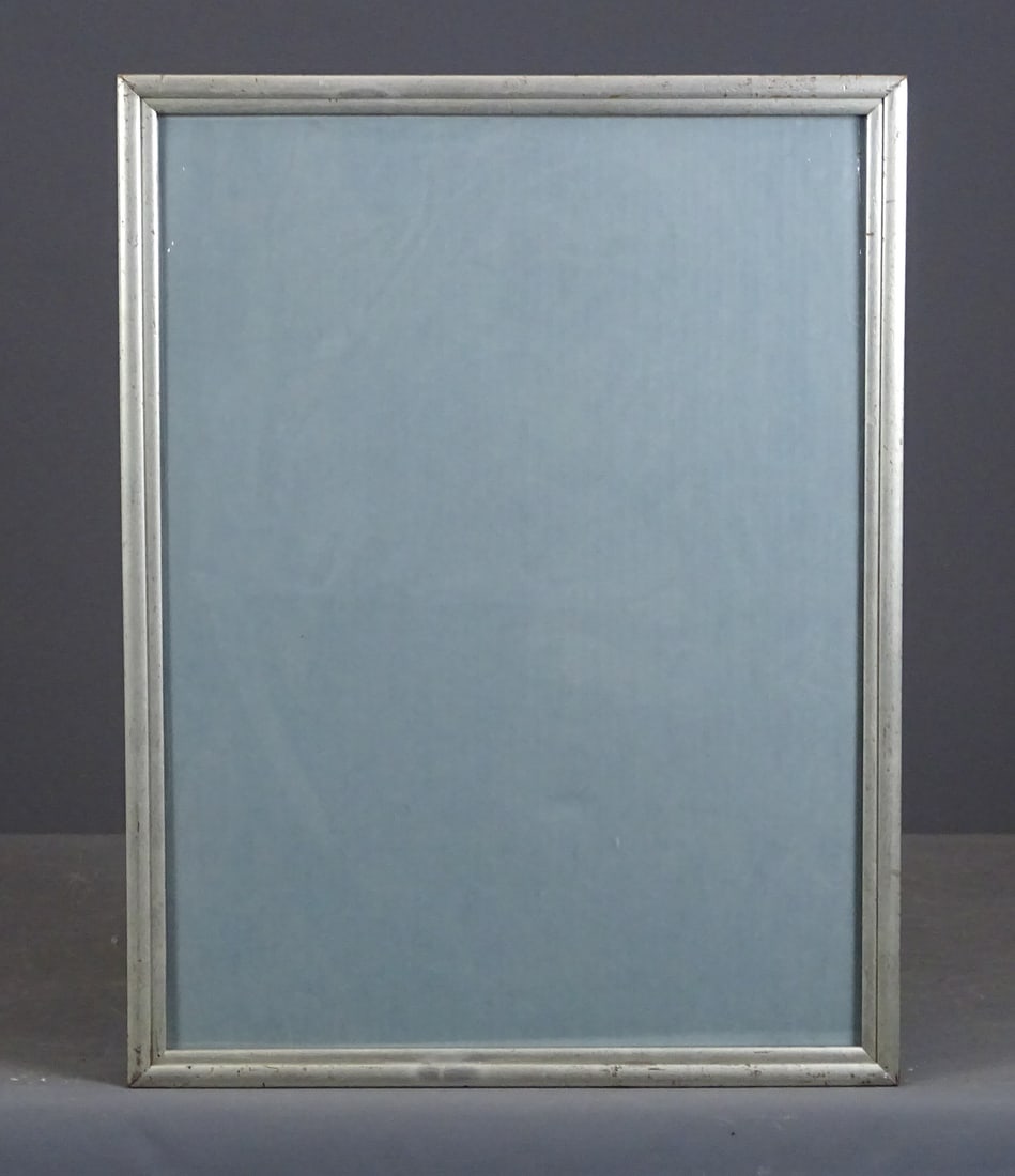 Modernist Frame: Modernist silver leaf frame. From a work by Winold Reiss. Sight size 19 1/2" x 14 3/4", rabbet 20" x 15", overall 21 1/4" x 16 1/4".