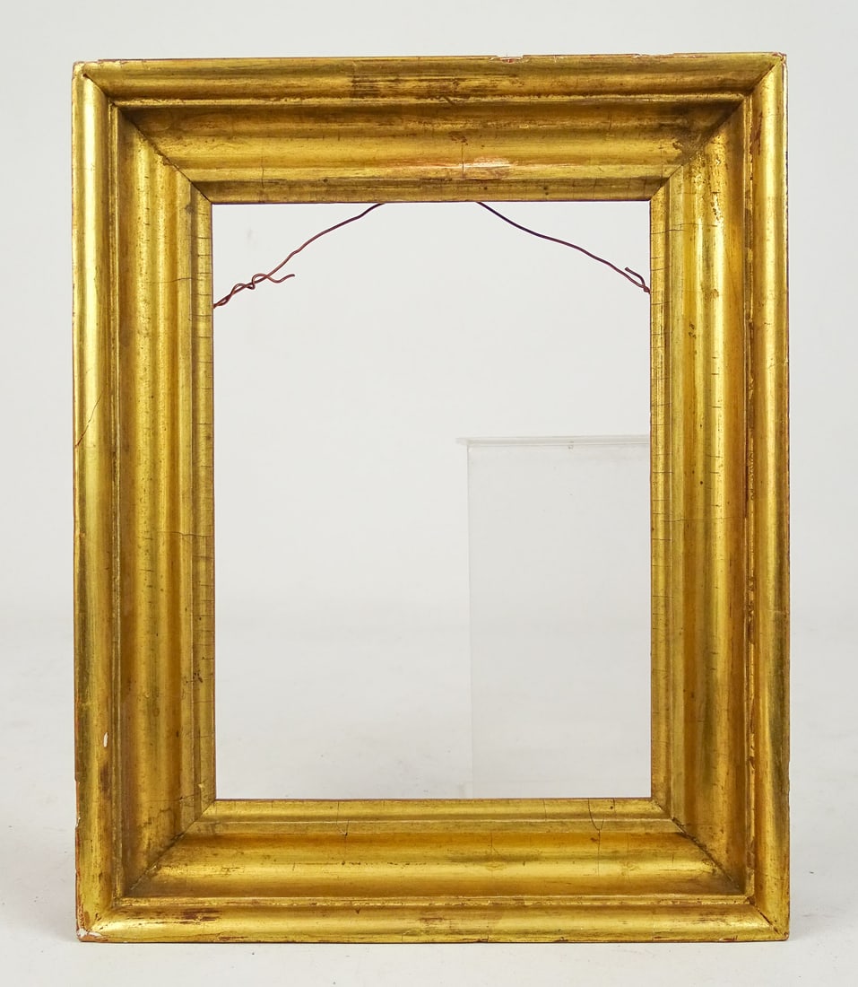 American Cove Frame: American Neo-Classical coved frame. Gilded about 1815. Sight size 7 7/8" x 5 7/8", overall 11" x 8 7/8", rabbet 8 1/2" x 6 1/2".
