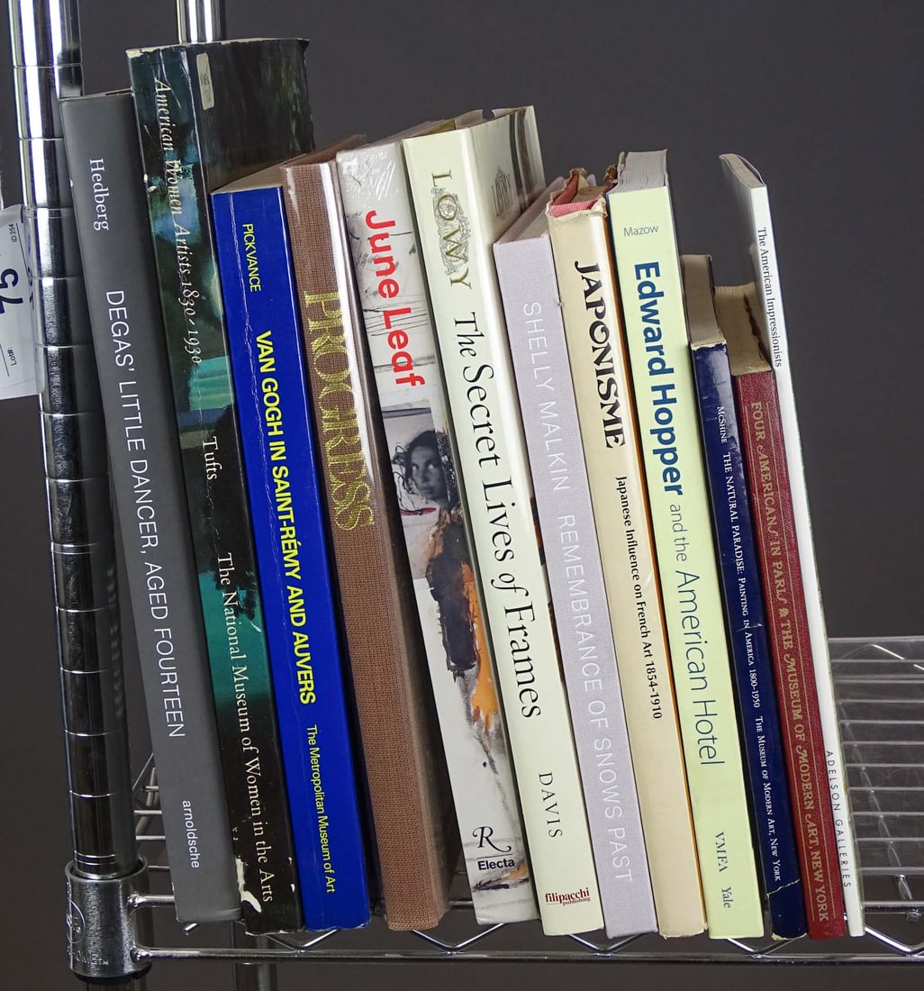 Reference Books: Lot various reference books and catalogs including: Dega's Little Dance, Aged Fourteen (Hedberg / arnoldsche), The Secret Lives of Frames (Lowy / Davis), June Leaf (Electa), Shelley Malkin