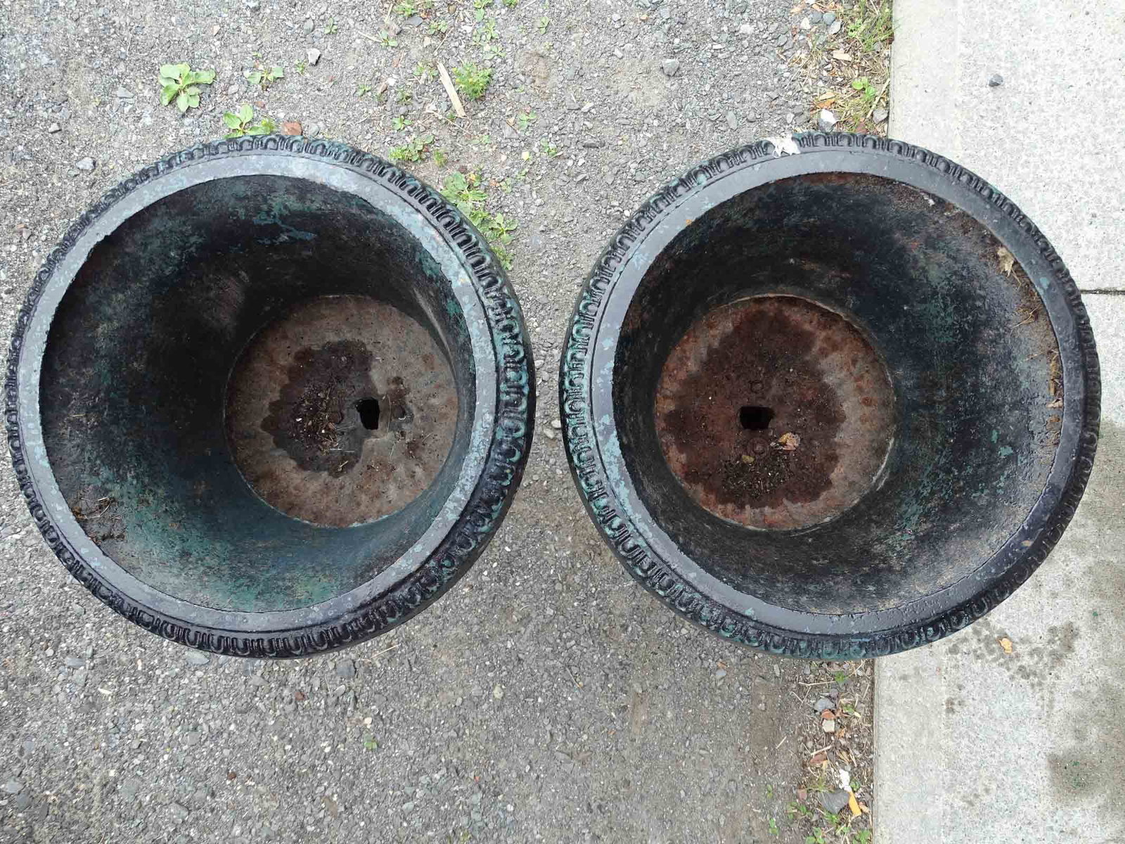 Pair Cast Iron Urns - 2