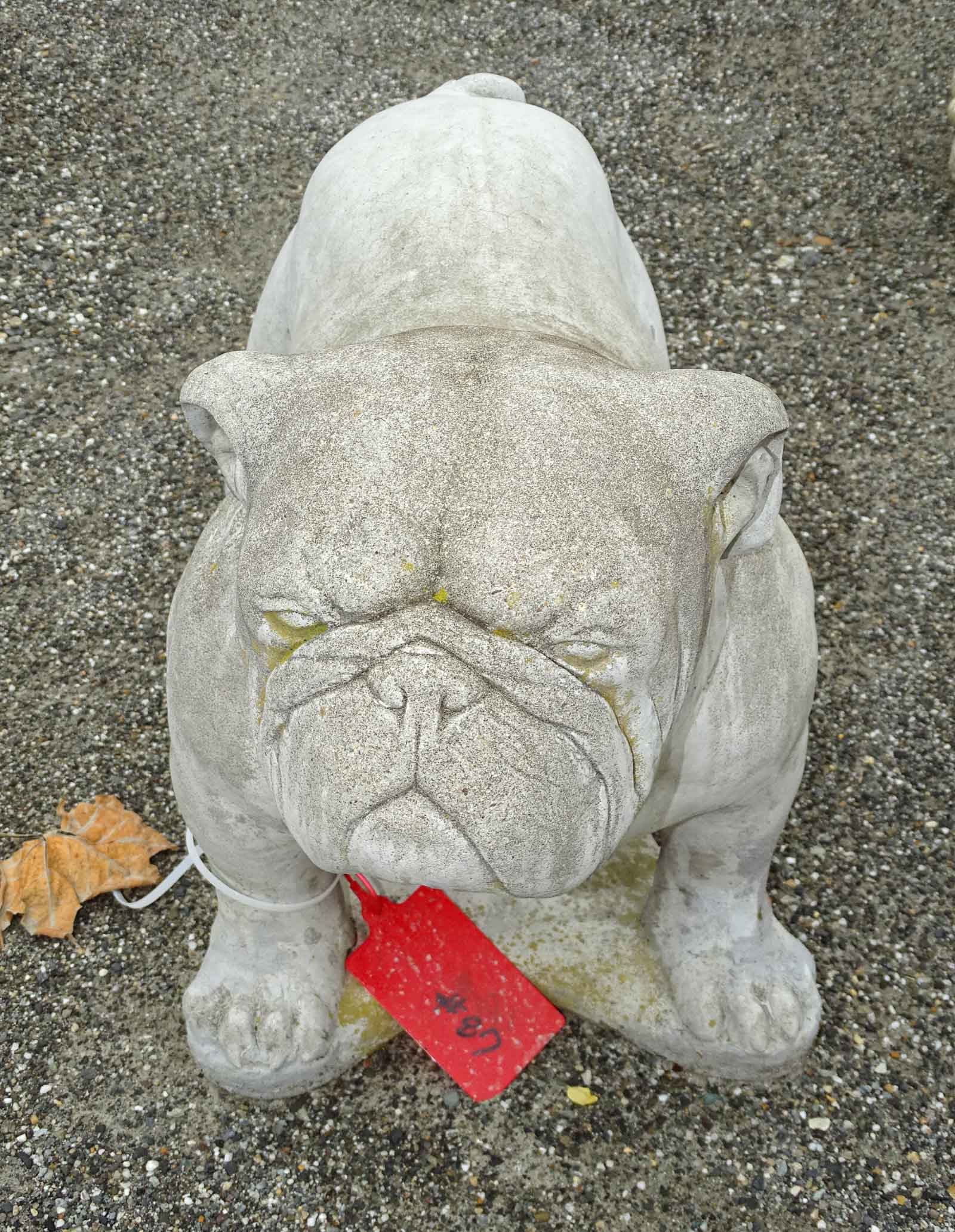 Poured Stone Bulldog: Heavy poured stone bulldog. 24" x 11" x 18" Ht..
