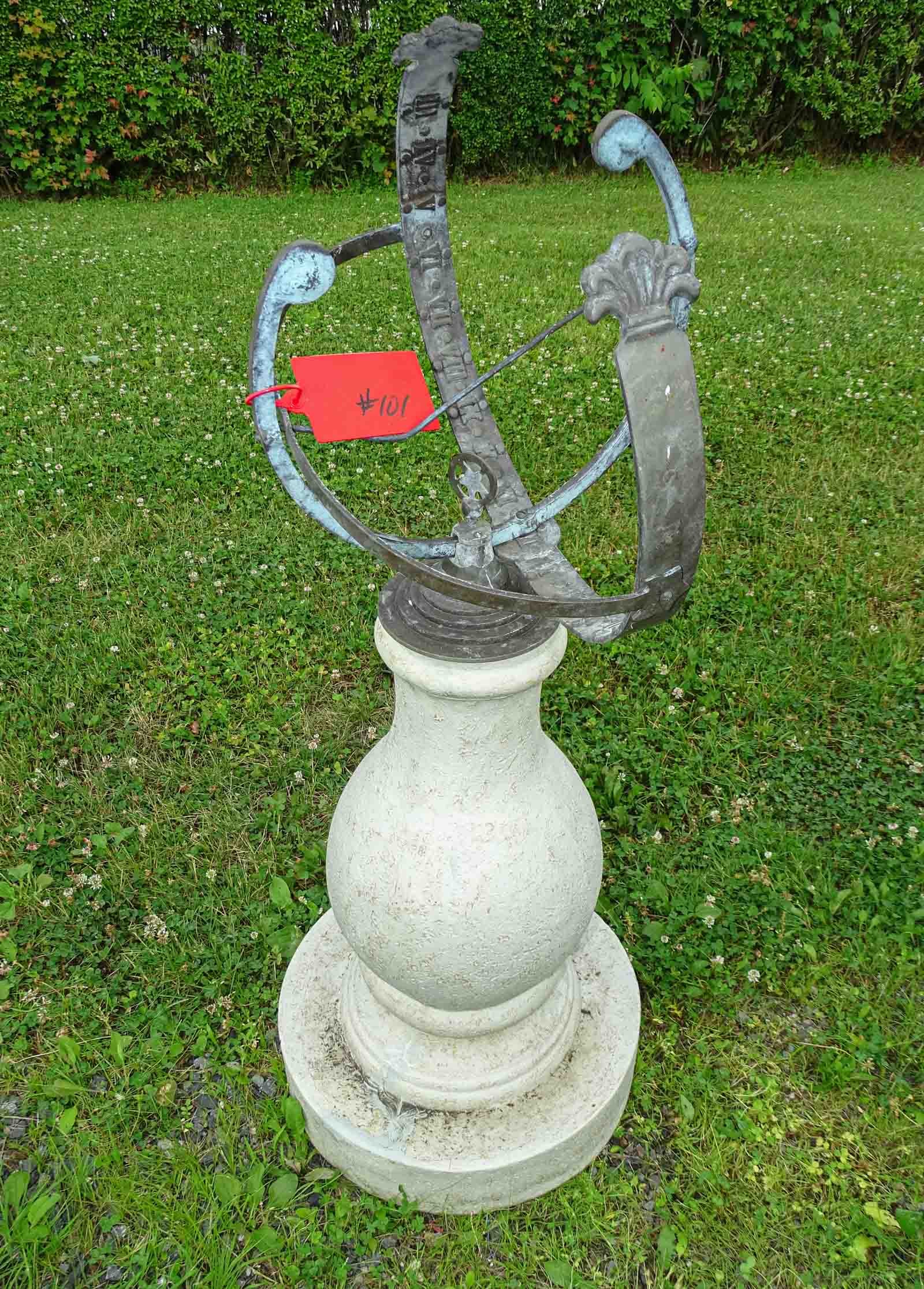 Armillary Sphere: Bronze Armillary Sphere on composition base.