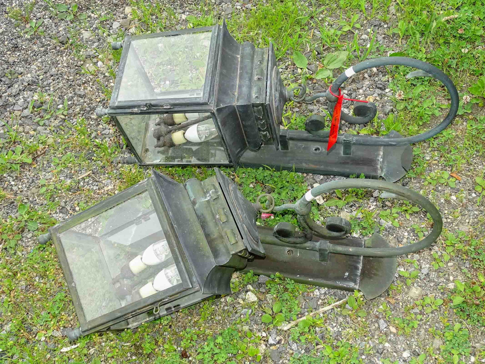 Pair Copper Outdoor Lanterns - 3